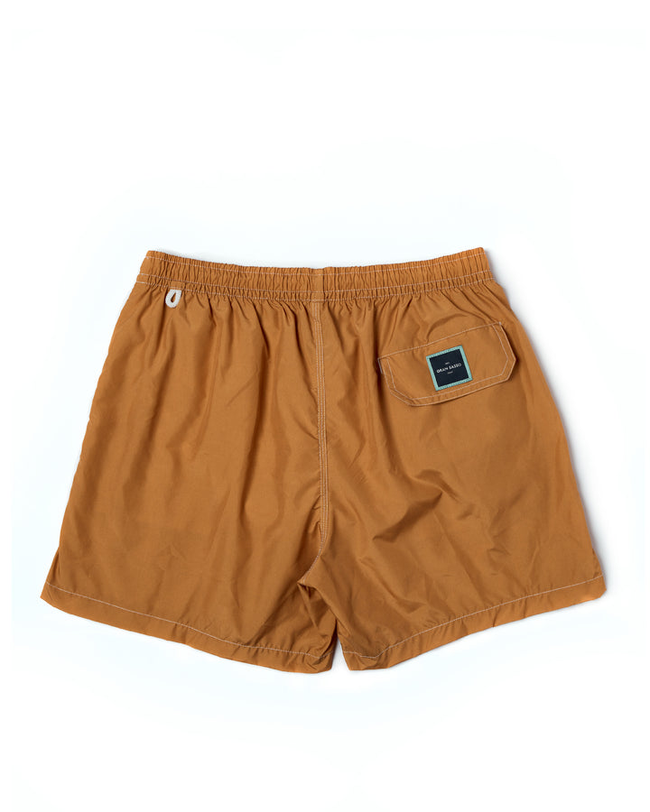 Printed plain swim shorts - Mustard