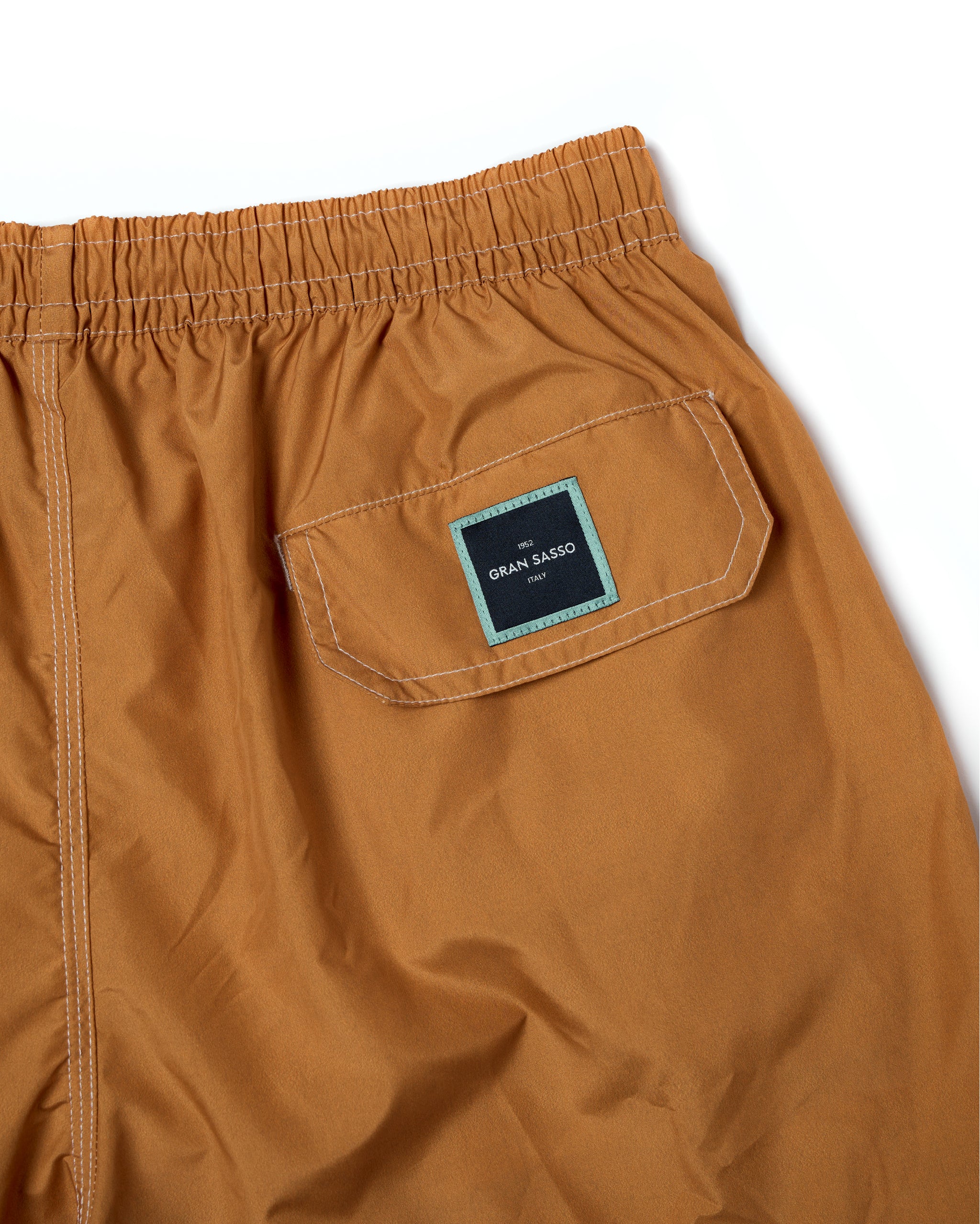 Printed plain swim shorts - Mustard