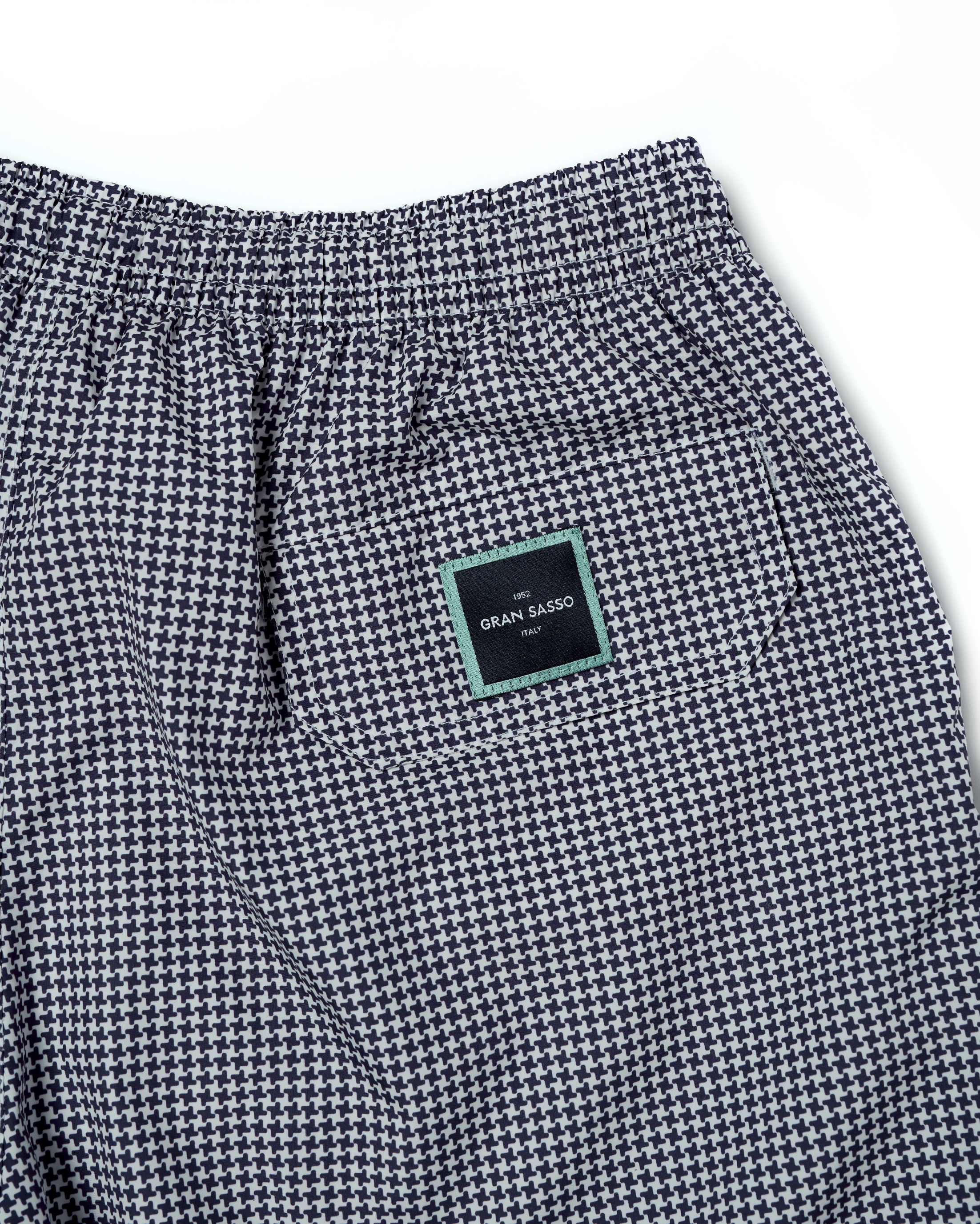 Printed square motif swim shorts - Navy blue