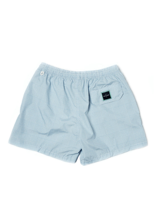 Printed Glen plaid swim shorts - Sky blue