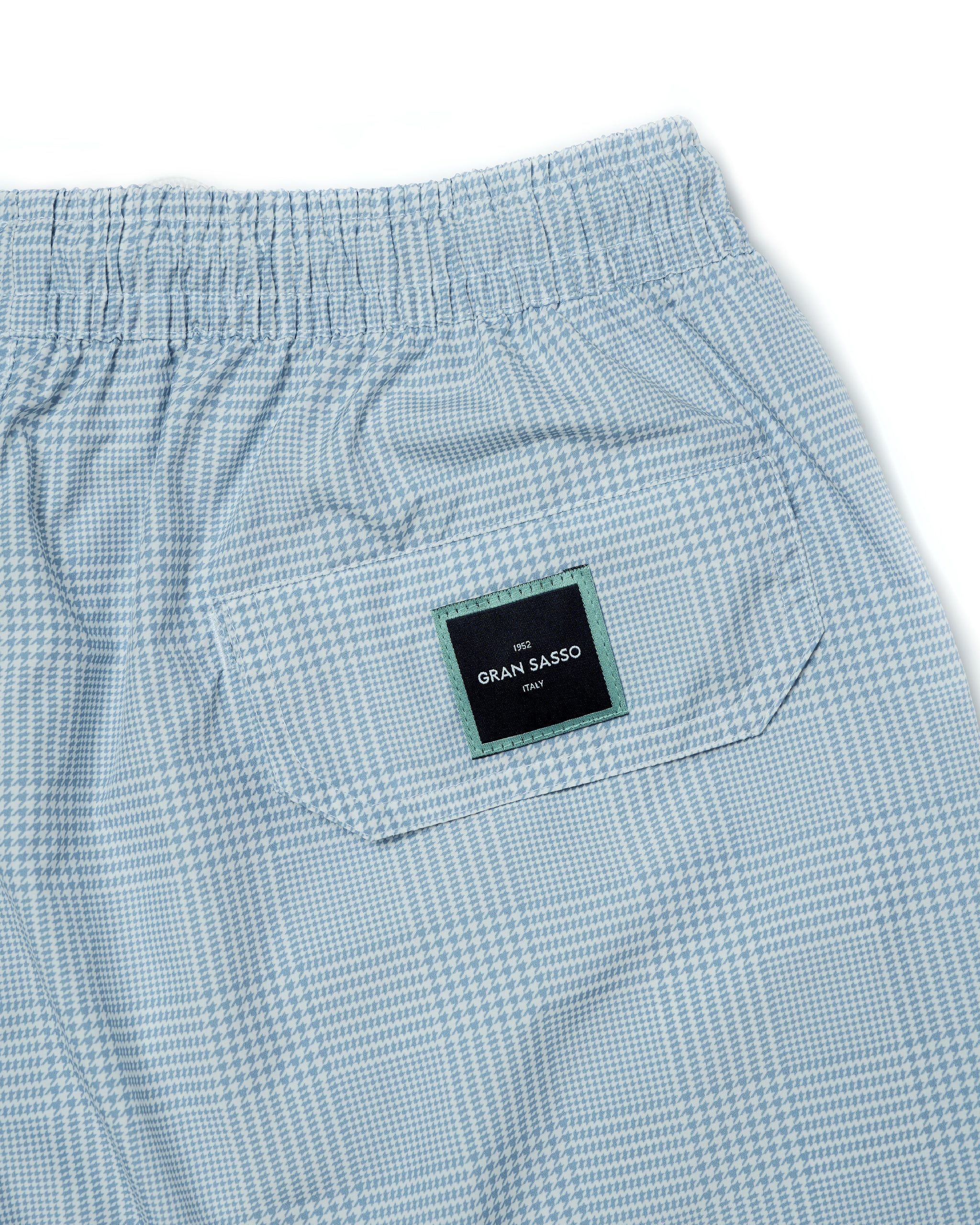 Printed Glen plaid swim shorts - Sky blue