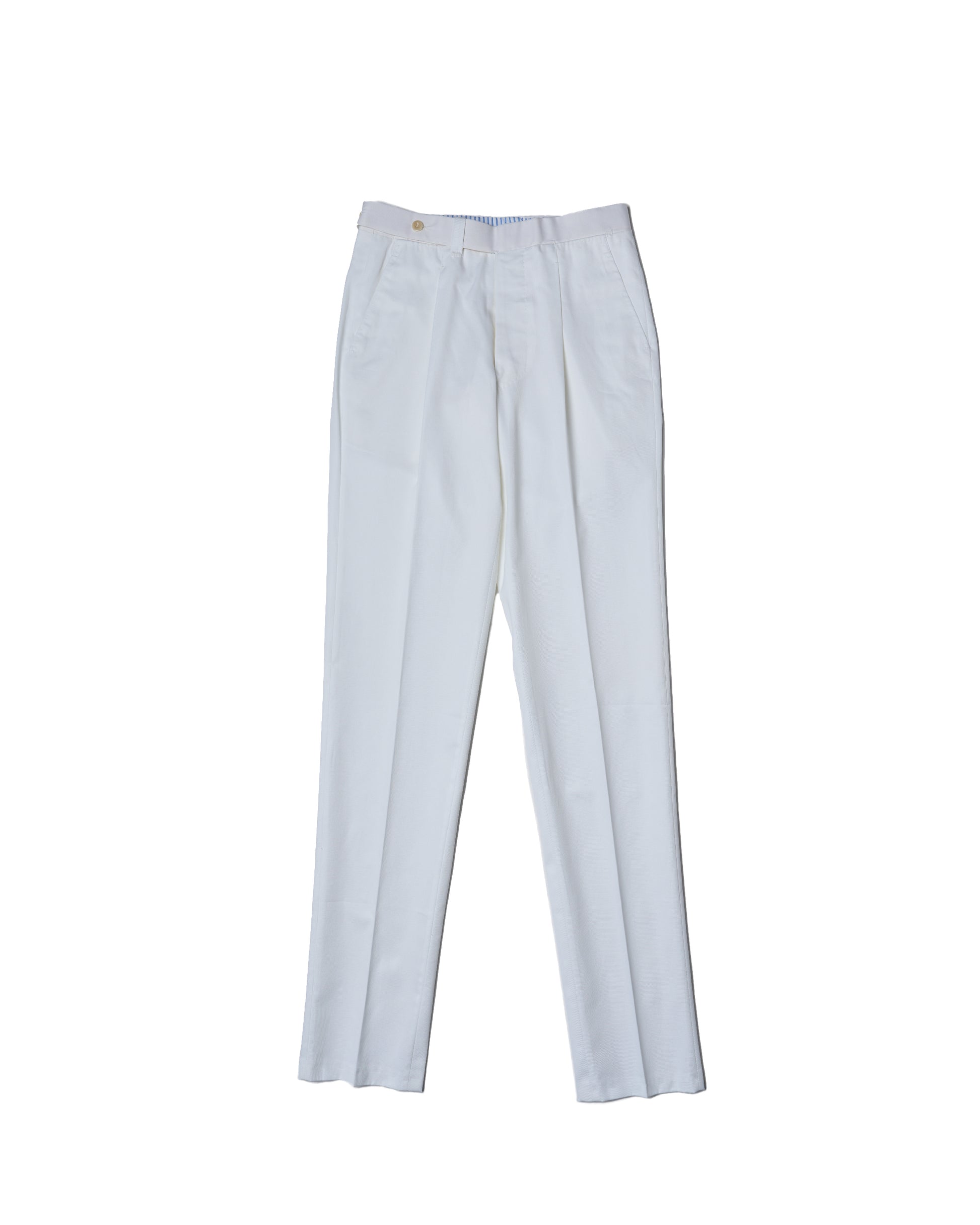 Light weight cotton trousers- Single pleat trousers - White