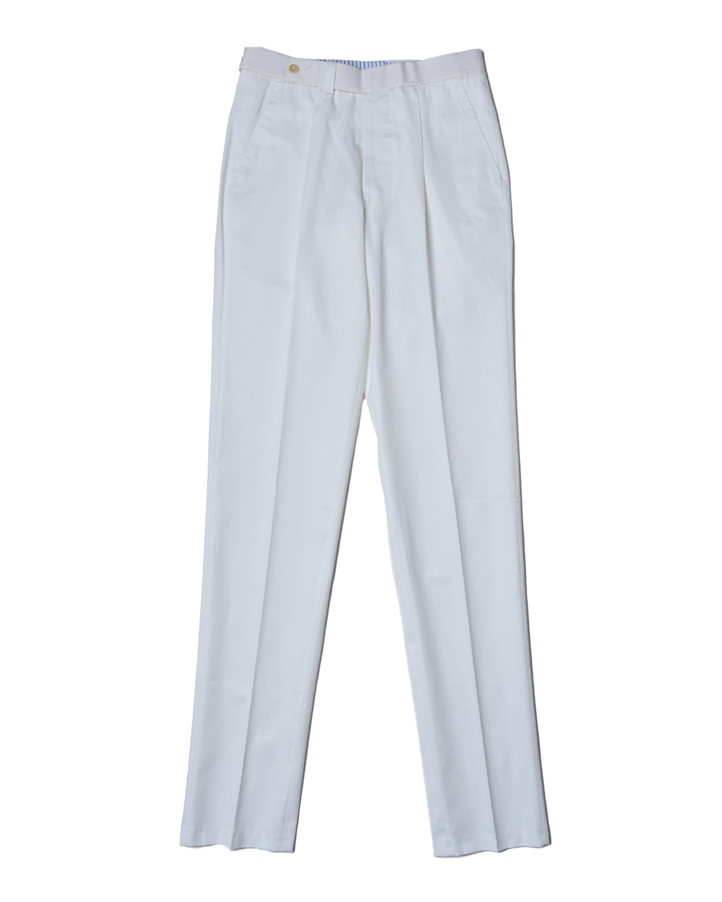 Light weight cotton trousers- Single pleat trousers - White