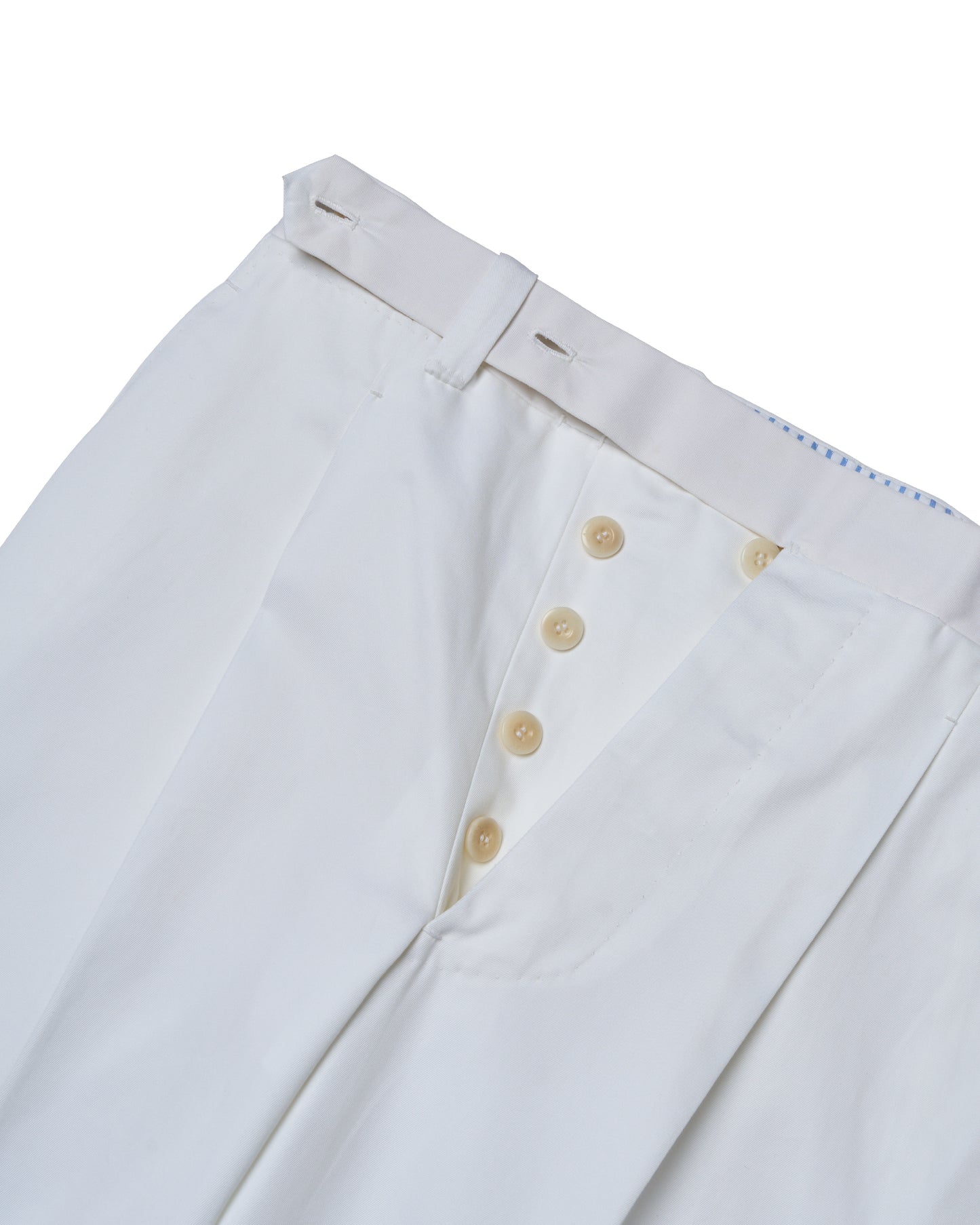 Light weight cotton trousers- Single pleat trousers - White