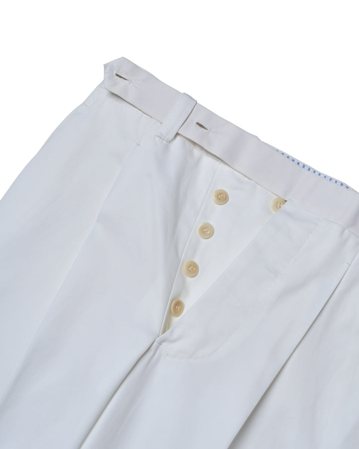 Light weight cotton trousers- Single pleat trousers - White