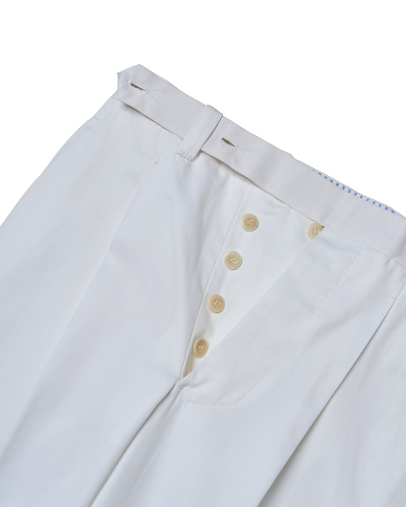 Light weight cotton - Single pleat trousers - White