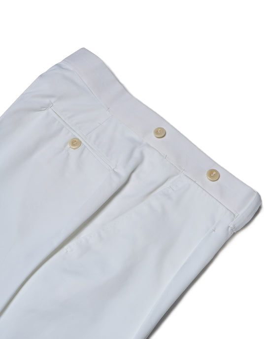 Light weight cotton trousers- Single pleat trousers - White