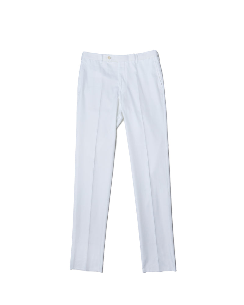 Cotton twill - Flat front trousers - White