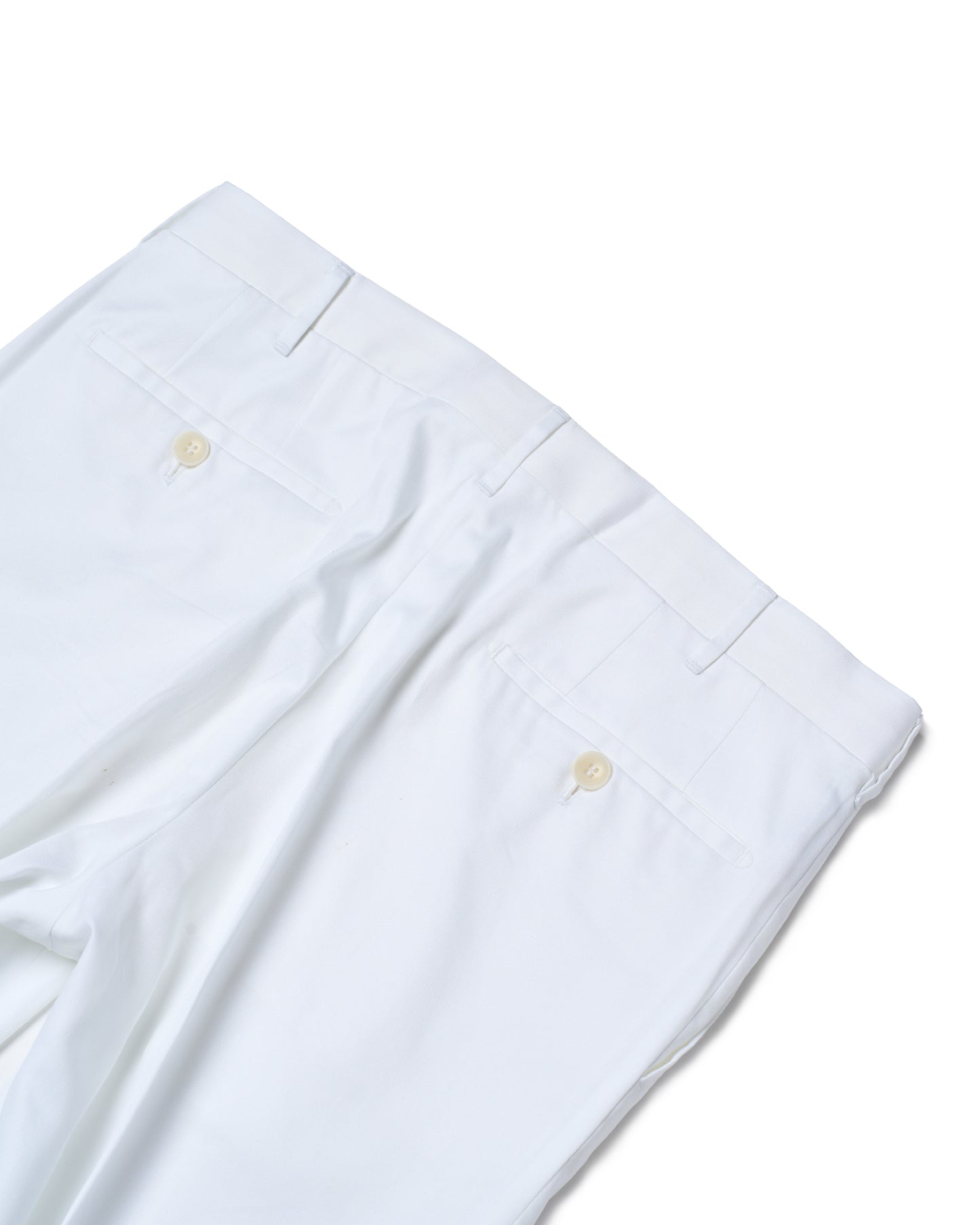 Cotton twill - Flat front trousers - White