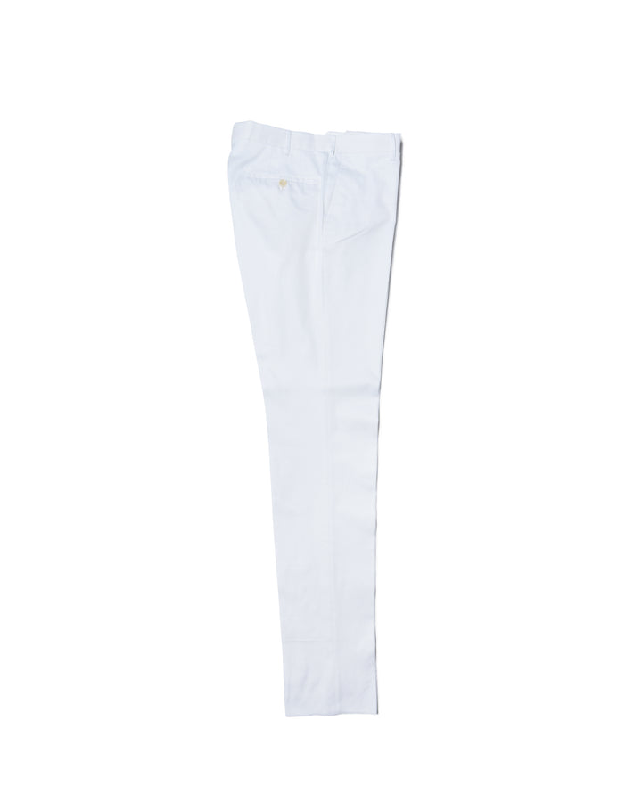 Cotton twill - Flat front trousers - White