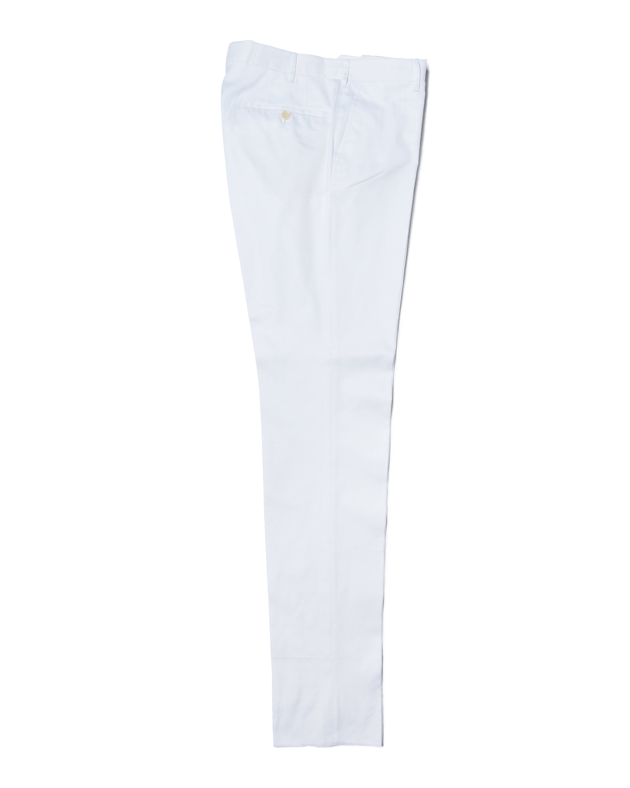 Cotton twill - Flat front trousers - White