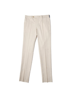 Cotton twill - Flat front trousers - Ivory