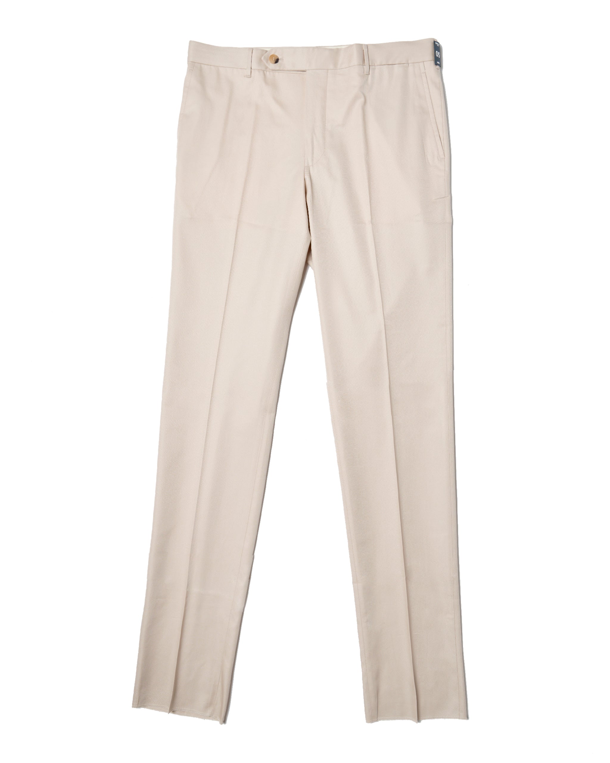 Cotton twill - Flat front trousers - Ivory