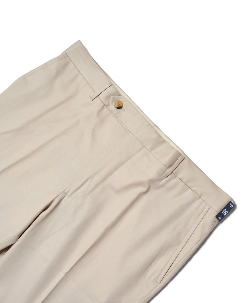 Cotton twill - Flat front trousers - Ivory