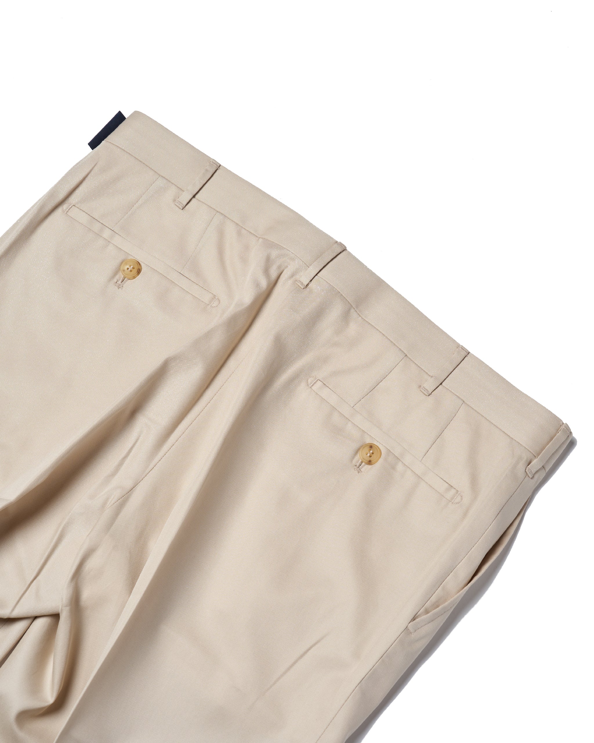 Cotton twill - Flat front trousers - Ivory