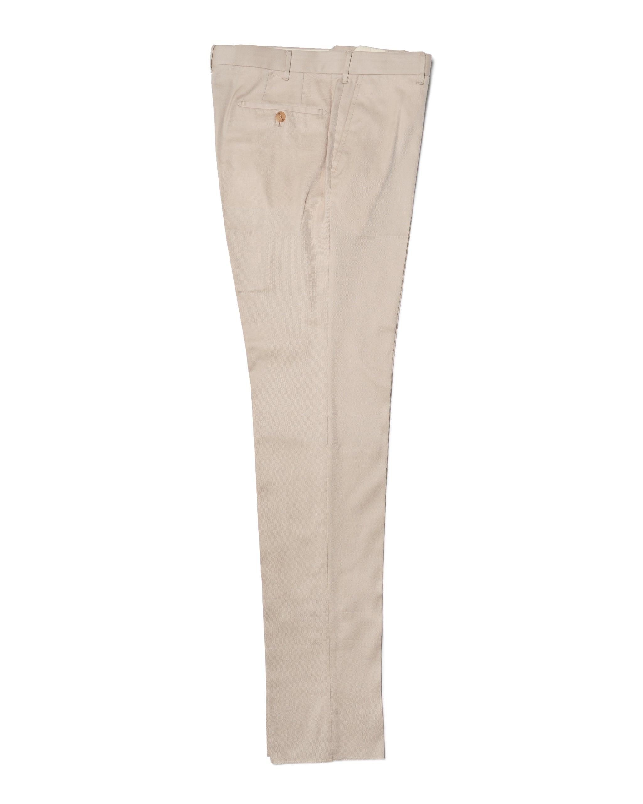 Cotton twill - Flat front trousers - Ivory