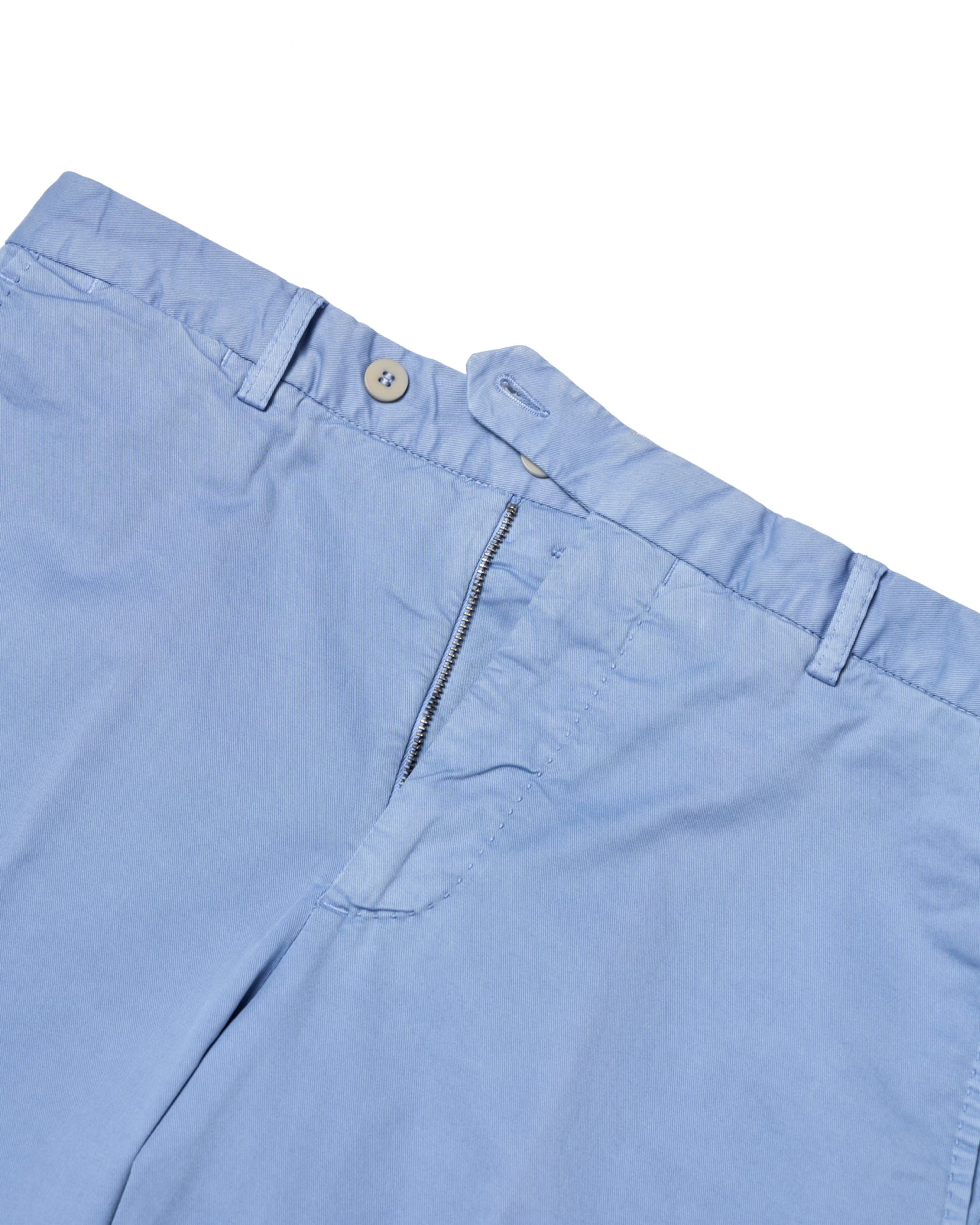 Washed cotton twill - Flat front trousers - Pale blue