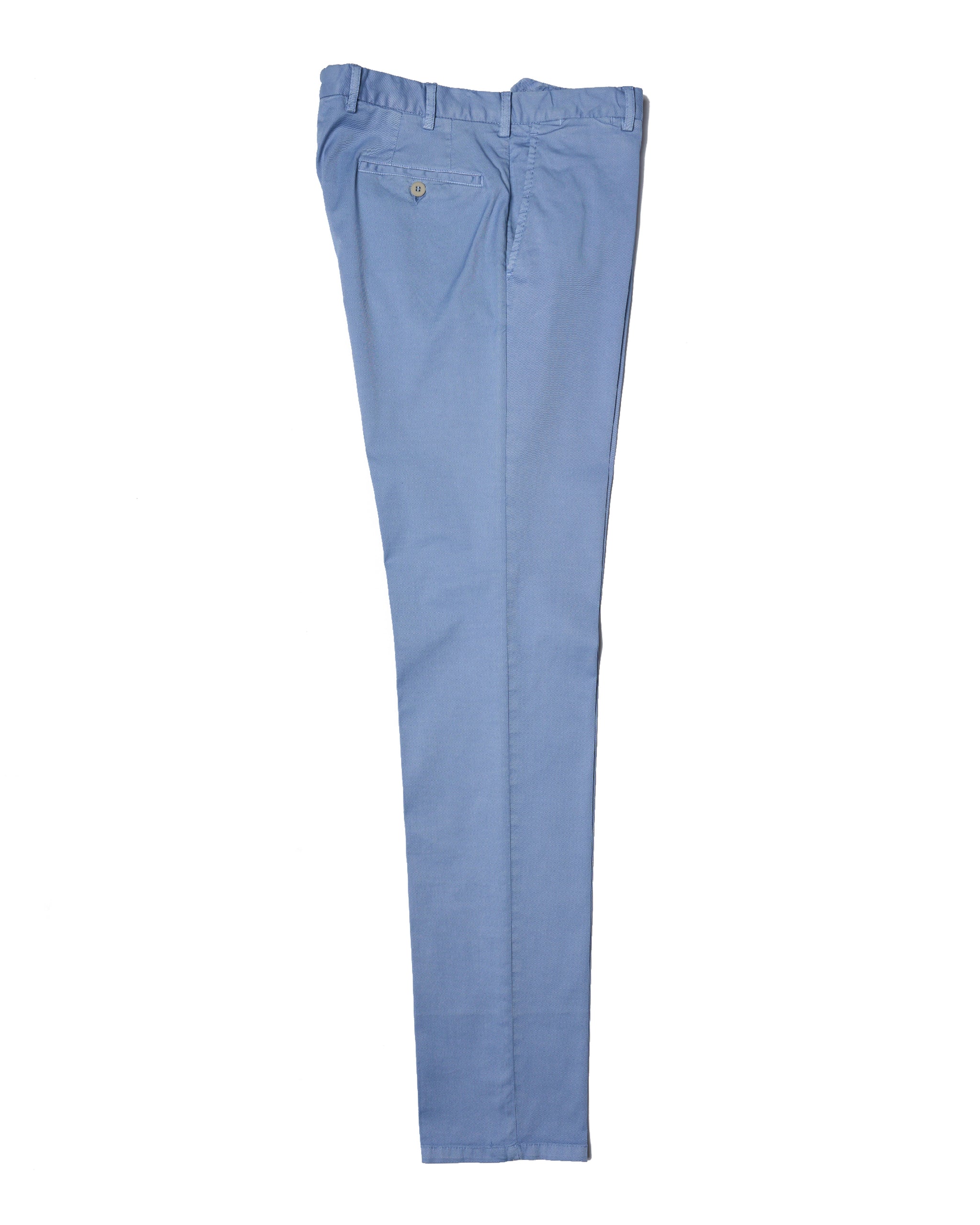 Washed cotton twill - Flat front trousers - Pale blue