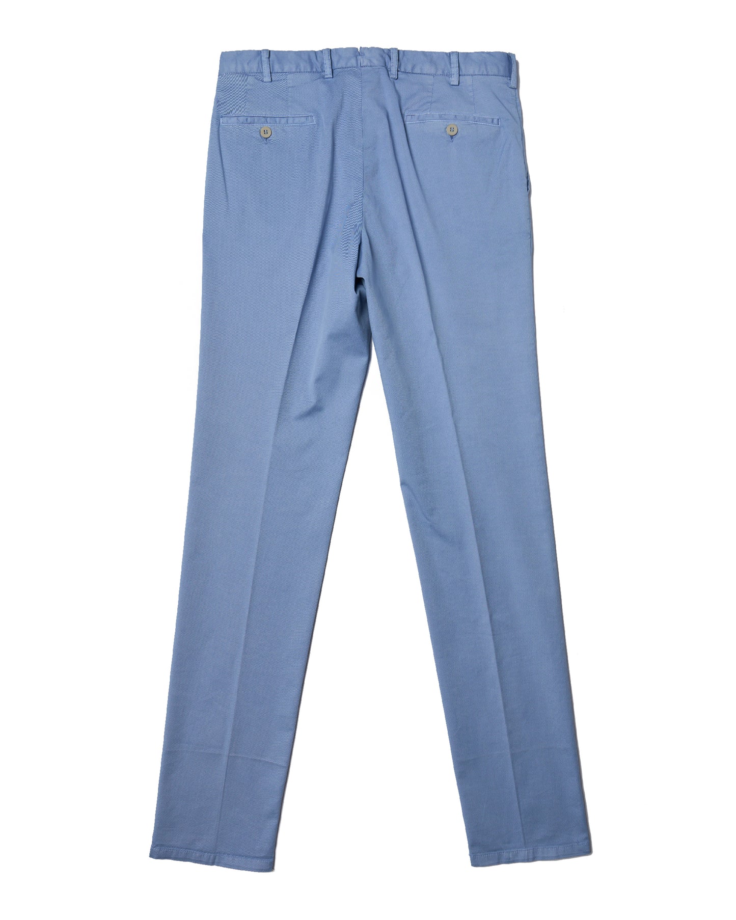 Washed cotton twill - Flat front trousers - Pale blue