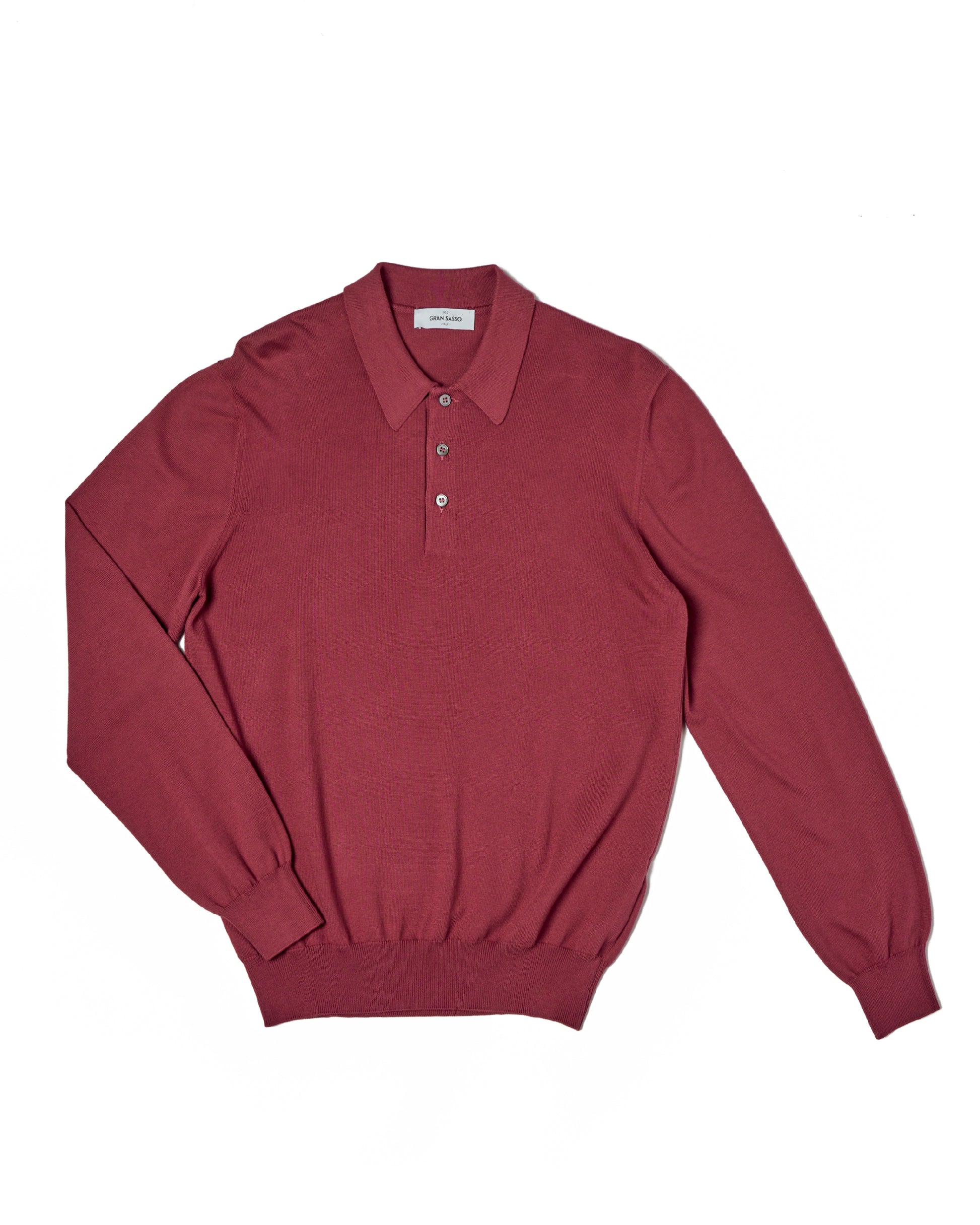 Knitted cotton polo - Marrone red