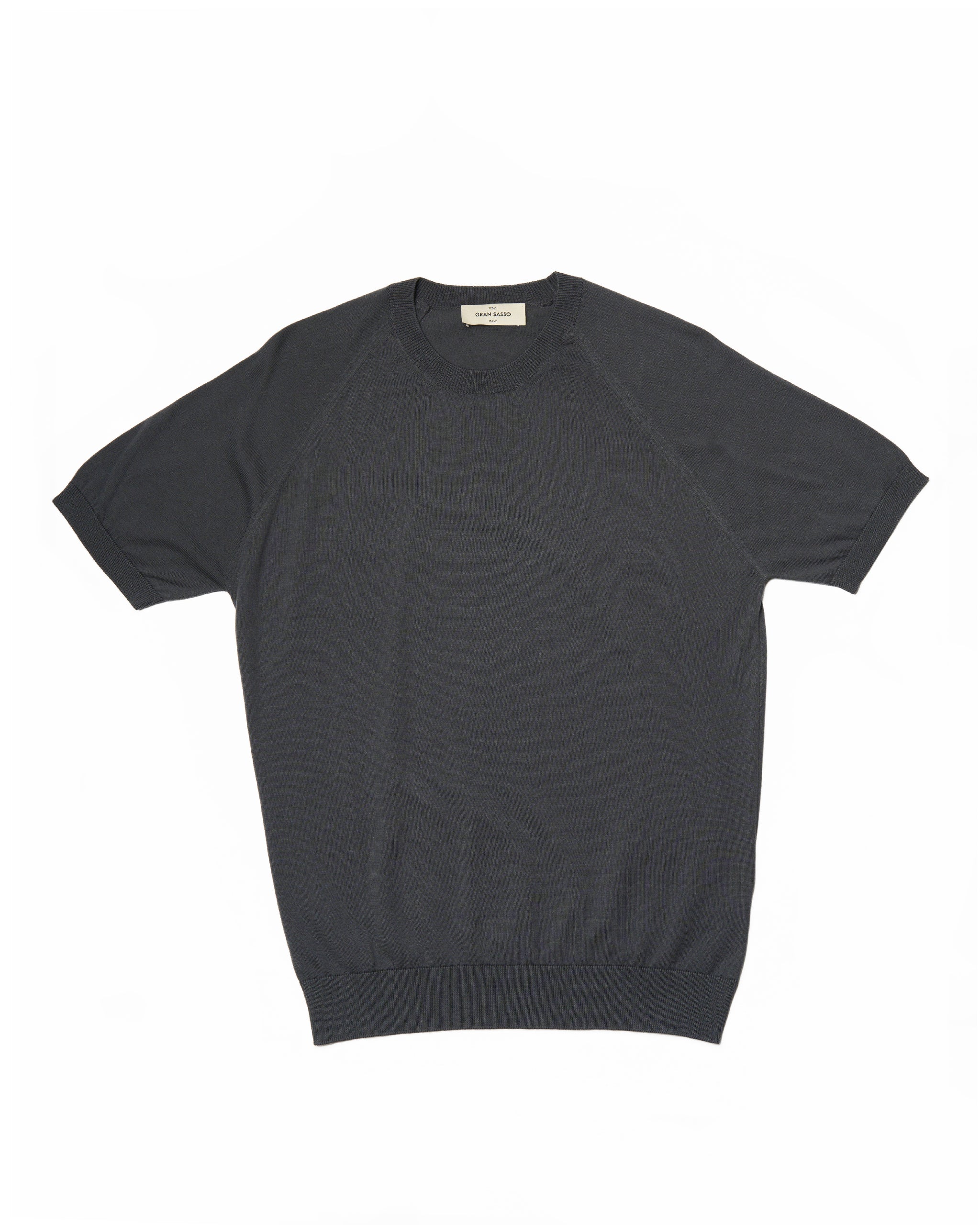 Crewneck Knitted organic cotton T-shirt - Grey