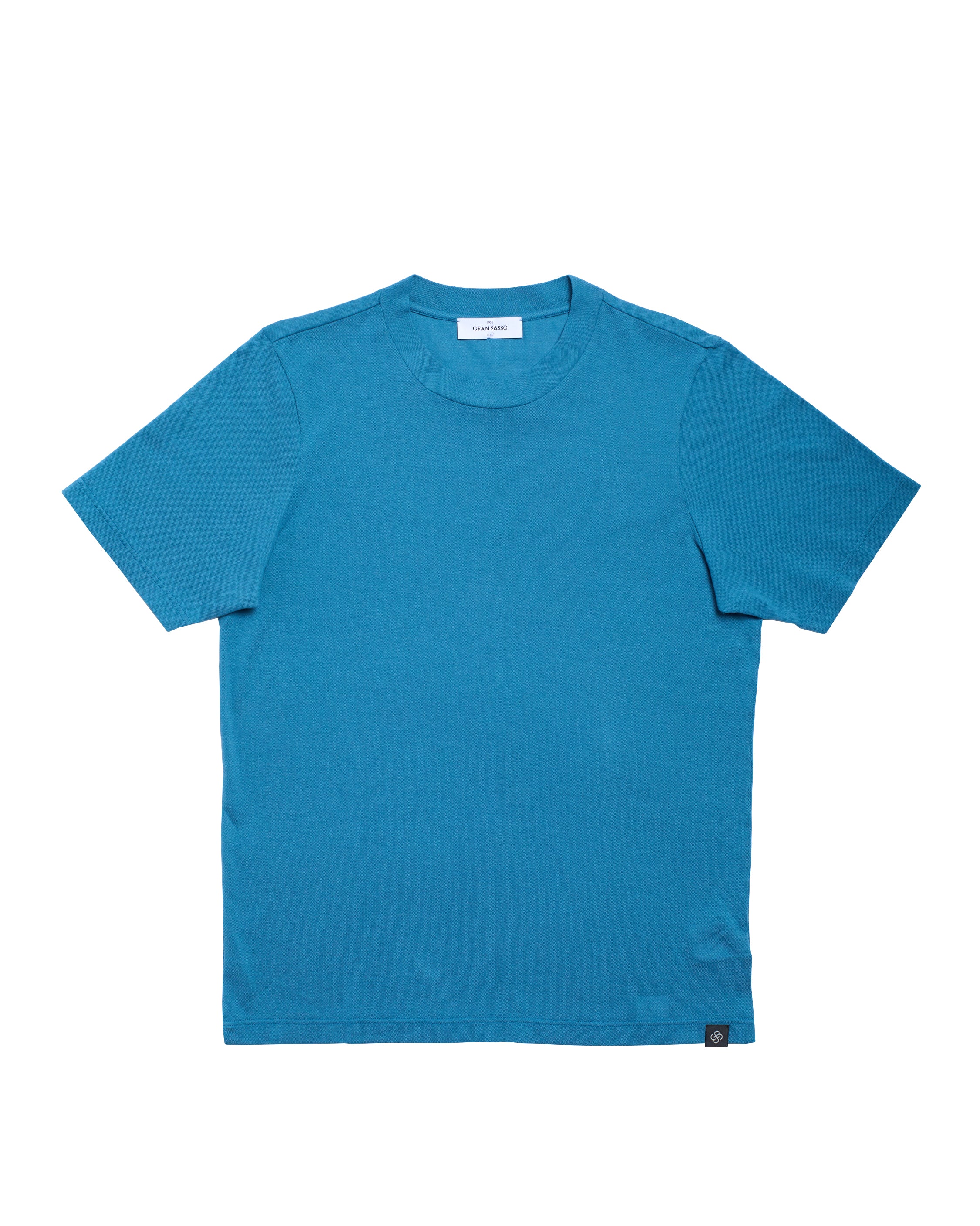 Crewneck pique cotton T-shirt - Ocean blue