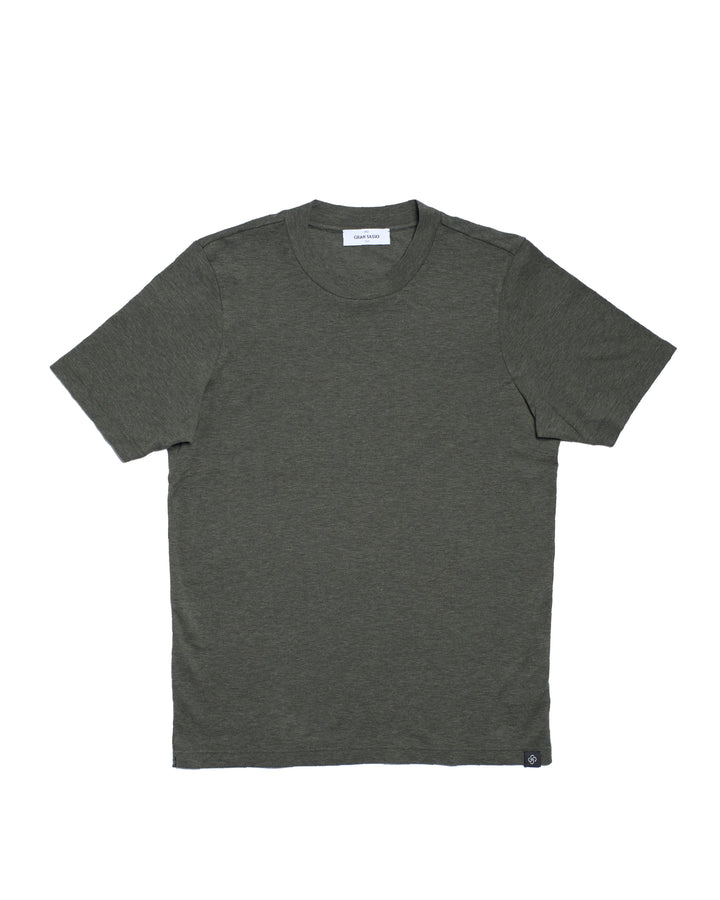 Crewneck pique cotton T-shirt - Olive