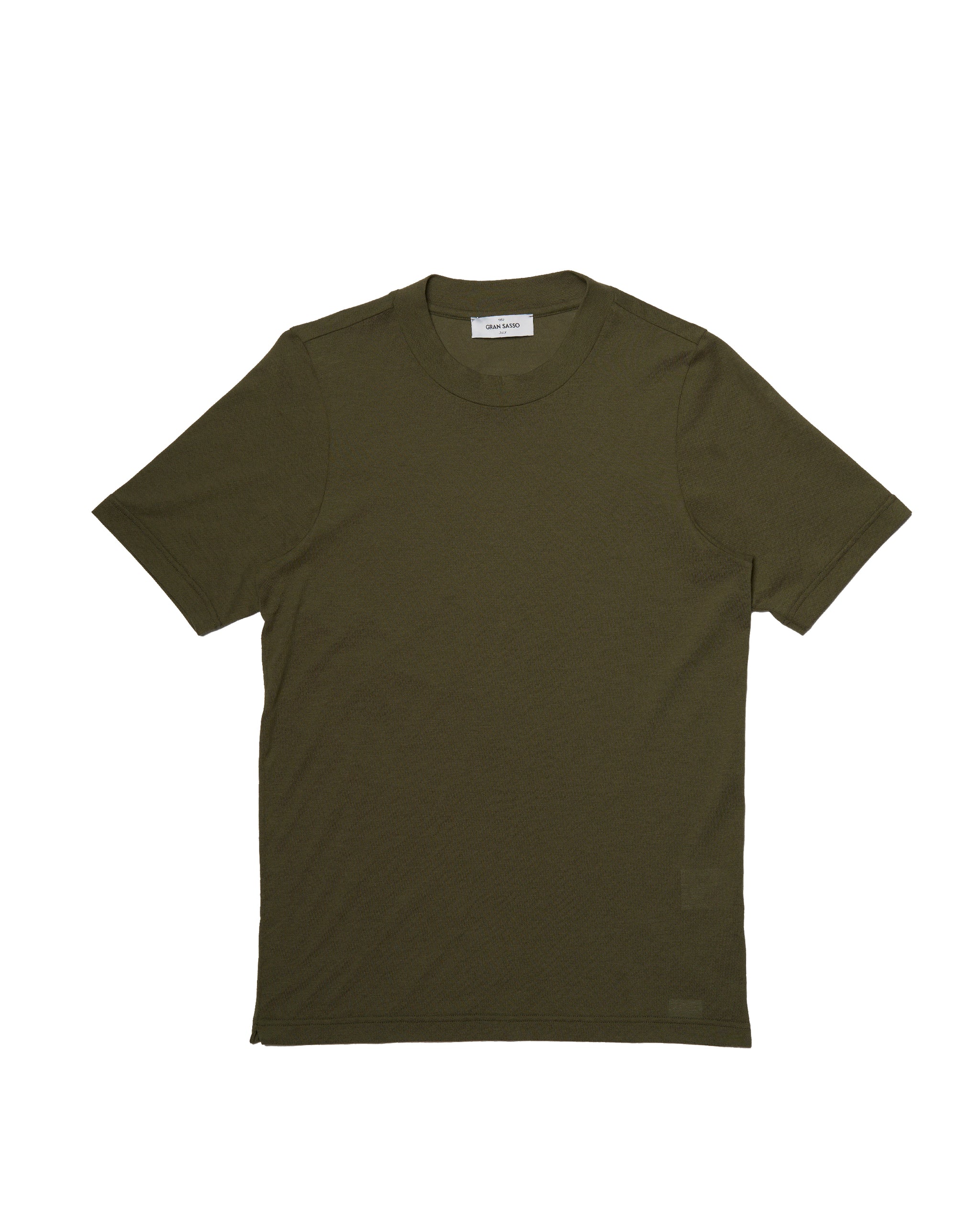 Crewneck pique cotton T-shirt - Olive green