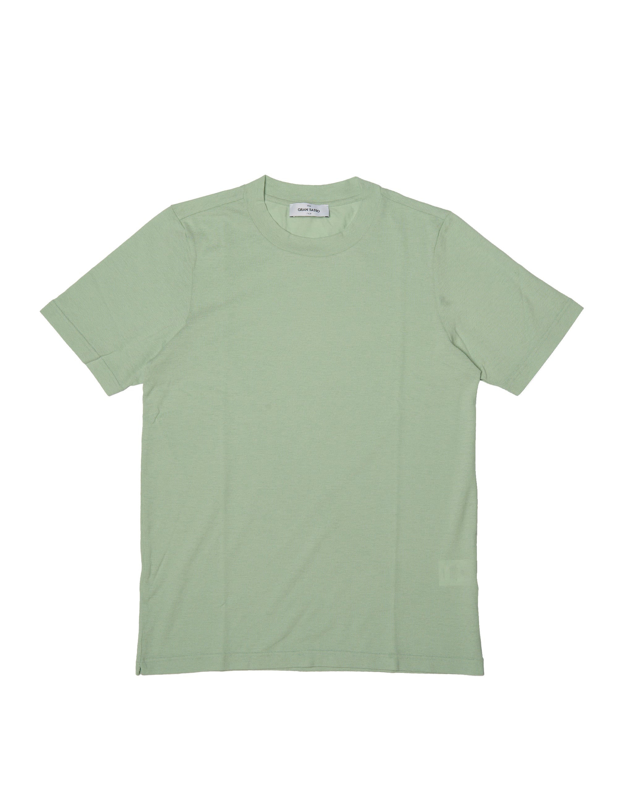 Crewneck pique cotton T-shirt - Sage green