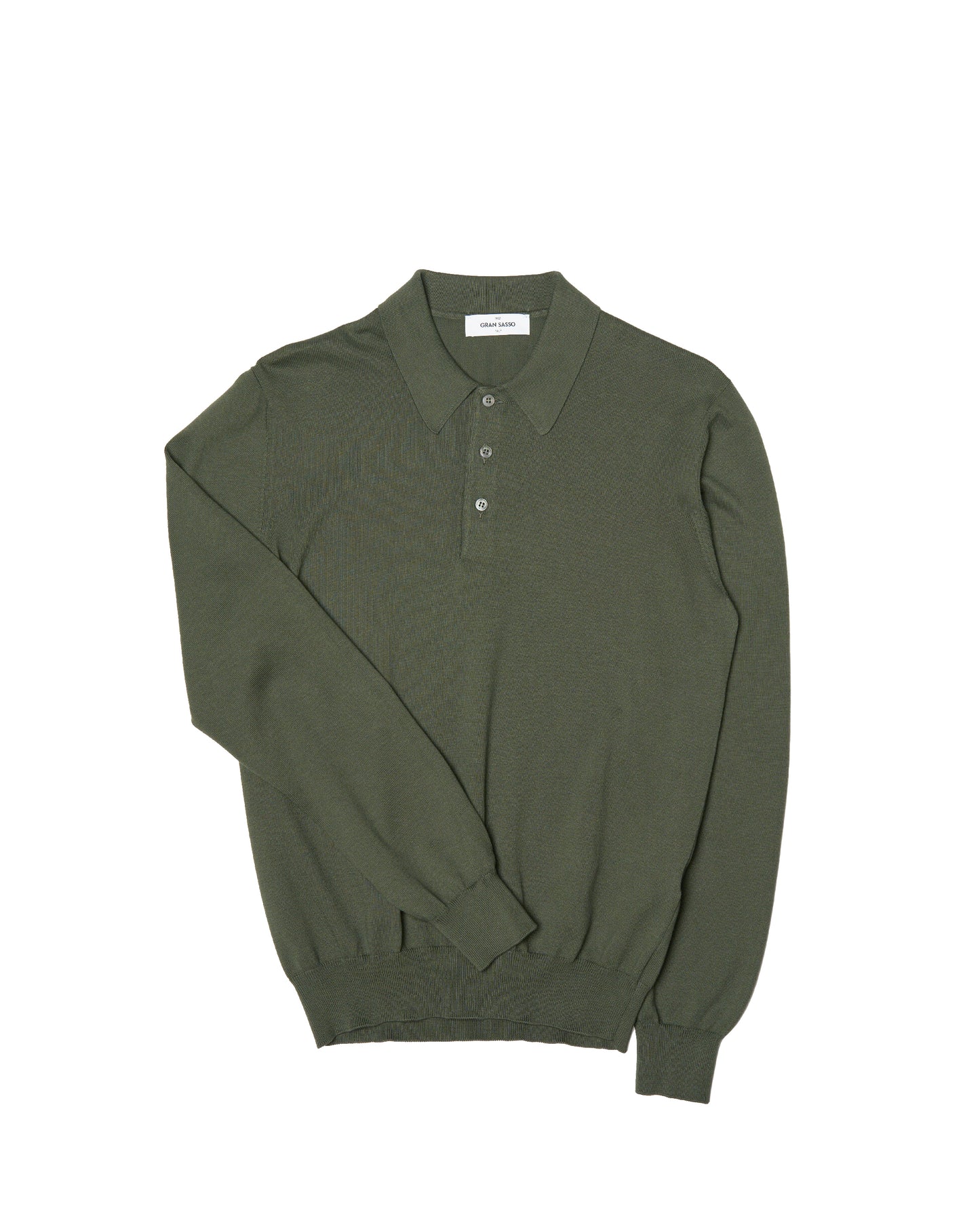 Knitted cotton polo - Olive green