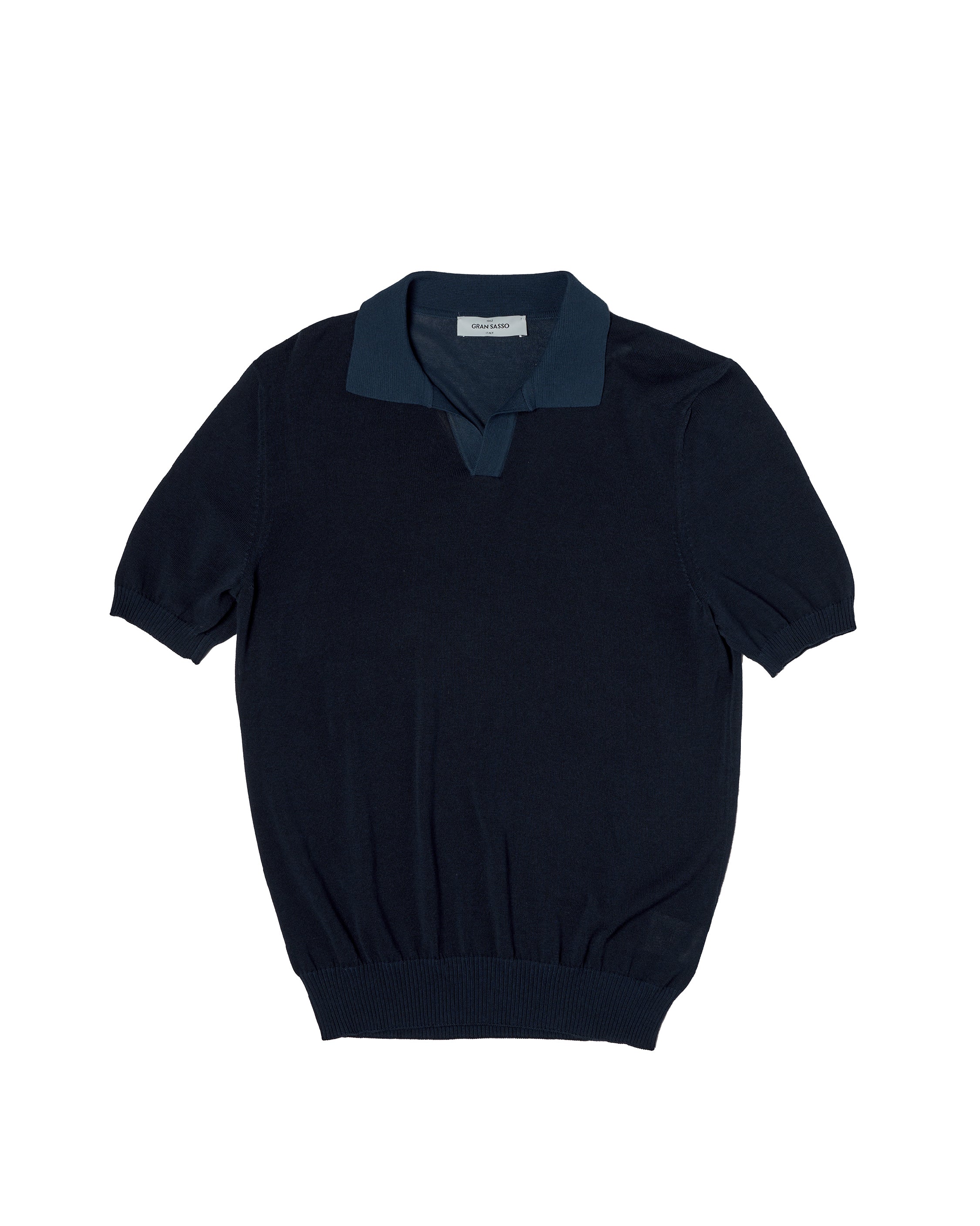 Knitted cotton polo - Two tone Navy blue