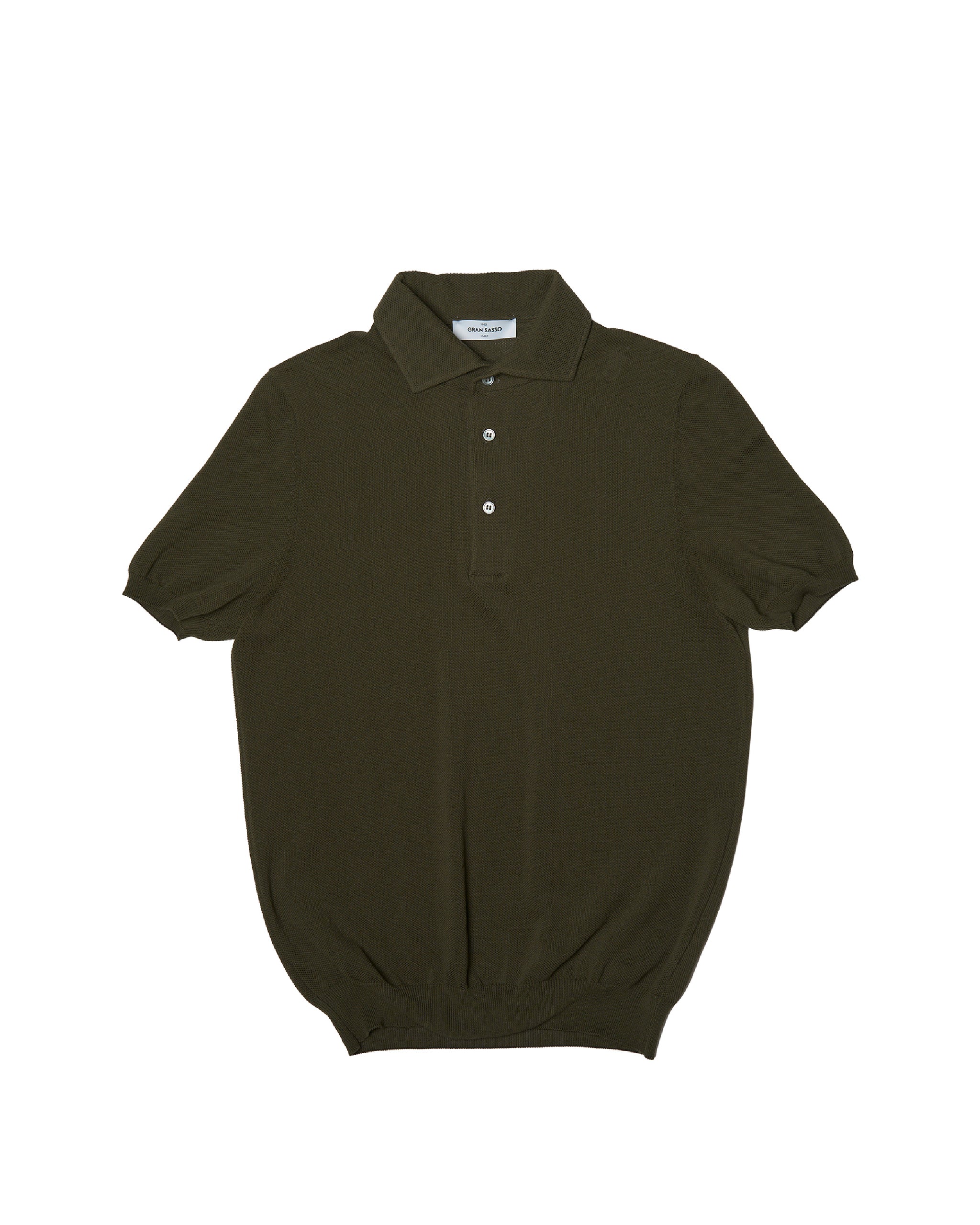 Knitted pique cotton polo - Olive green