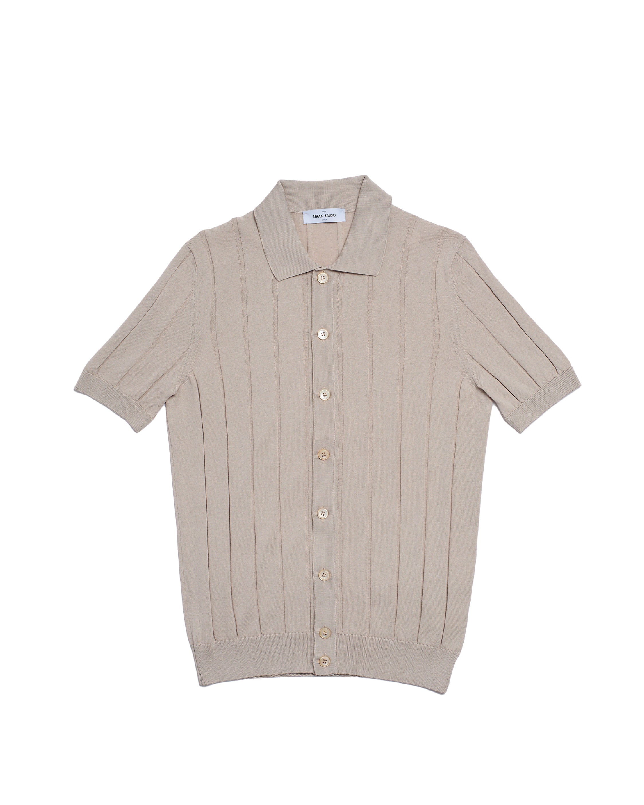 Knitted ribbed cotton shirt - Sand