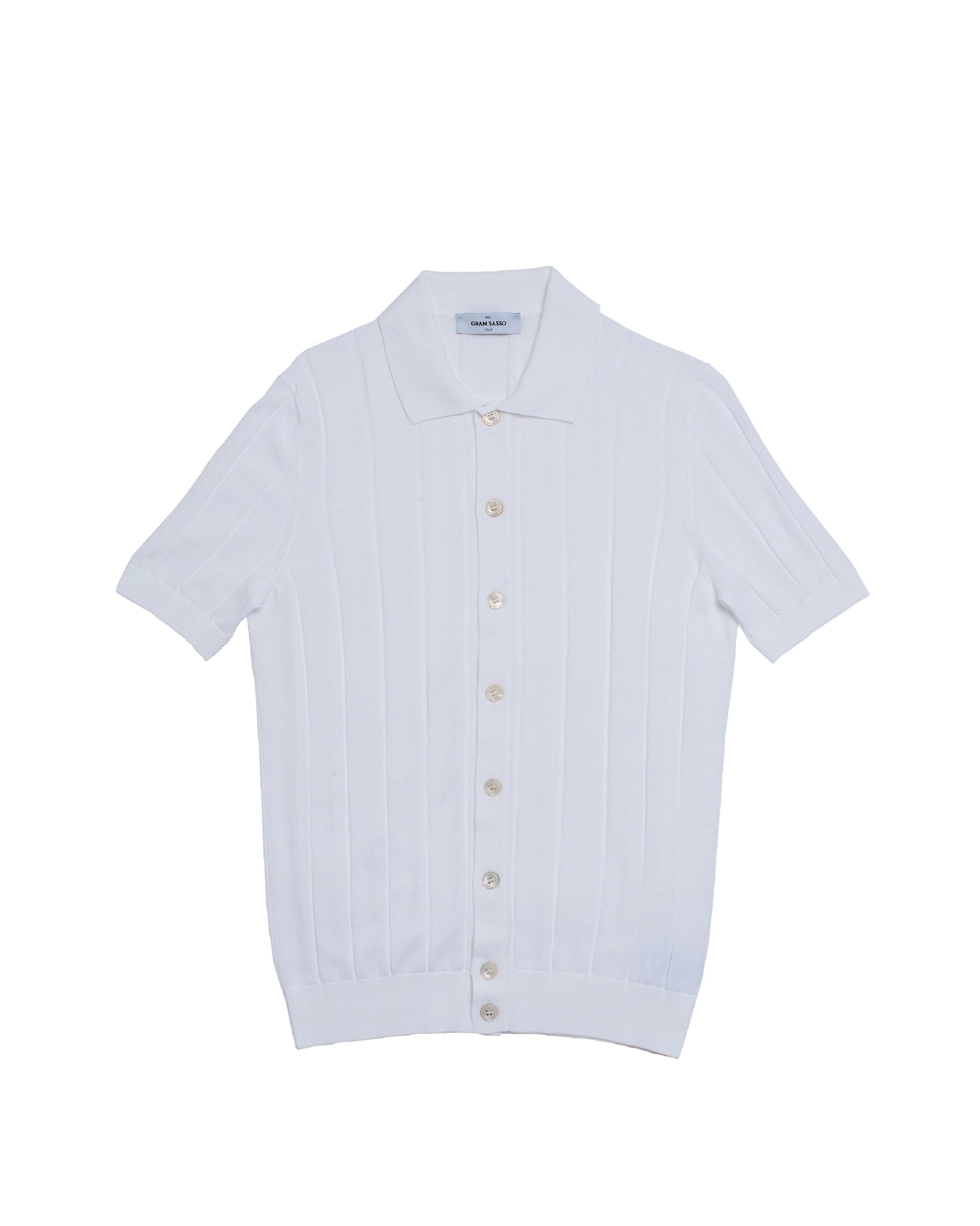 Knitted ribbed cotton shirt - White