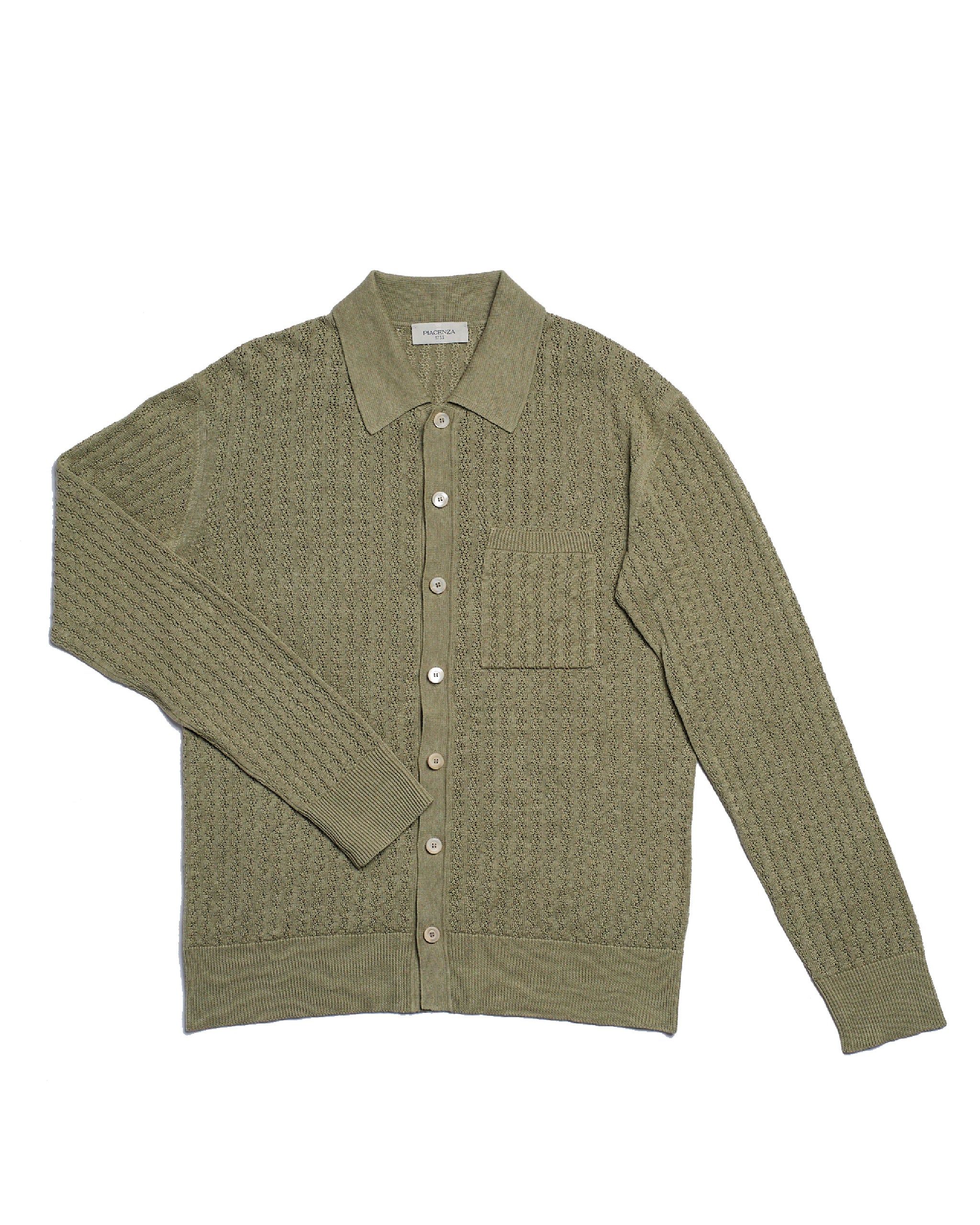 Knitted shirt cable rib stitch - Menta - silk/linen