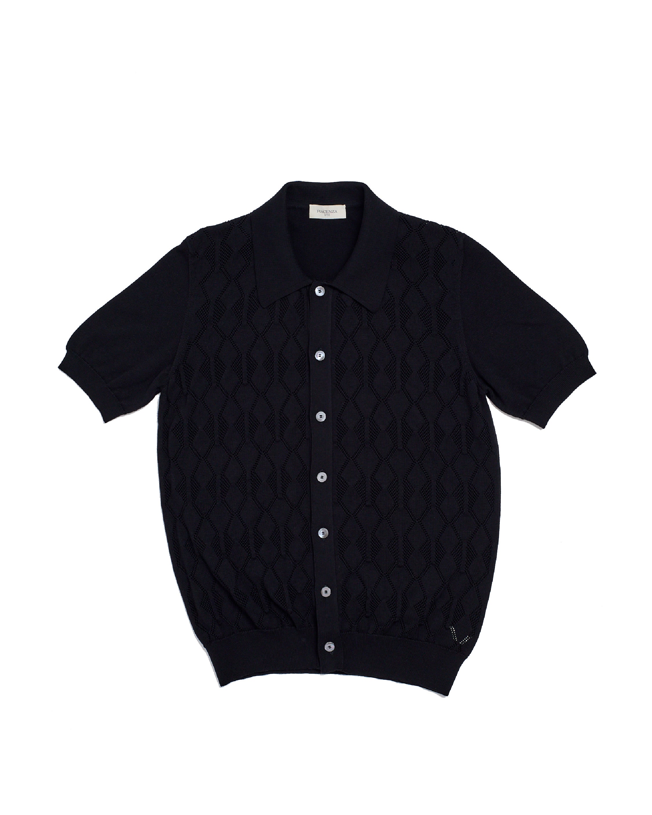 Knitted shirt Crochet stitch - Nero - cotton