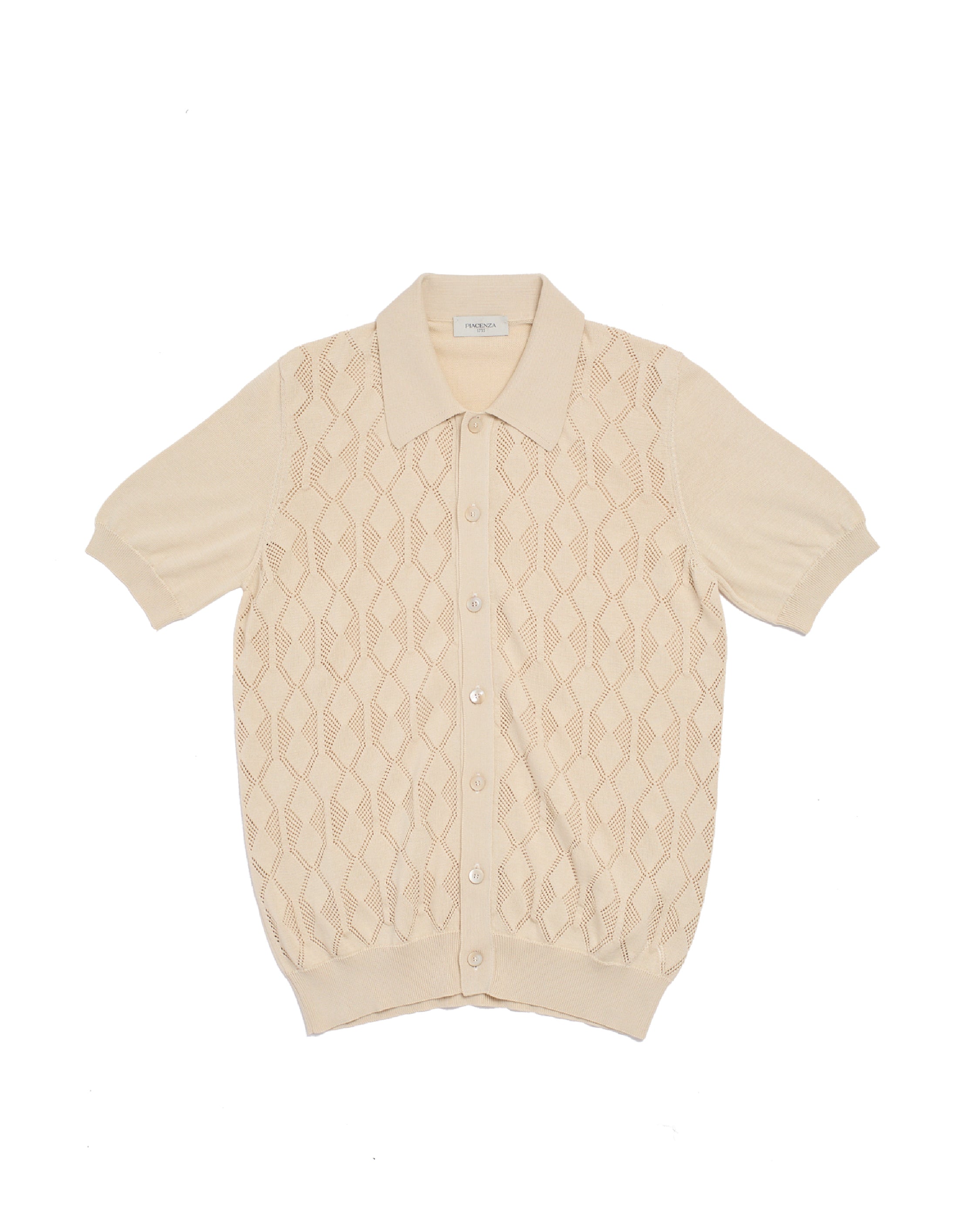 Knitted shirt Crochet stitch - Shell white - cotton