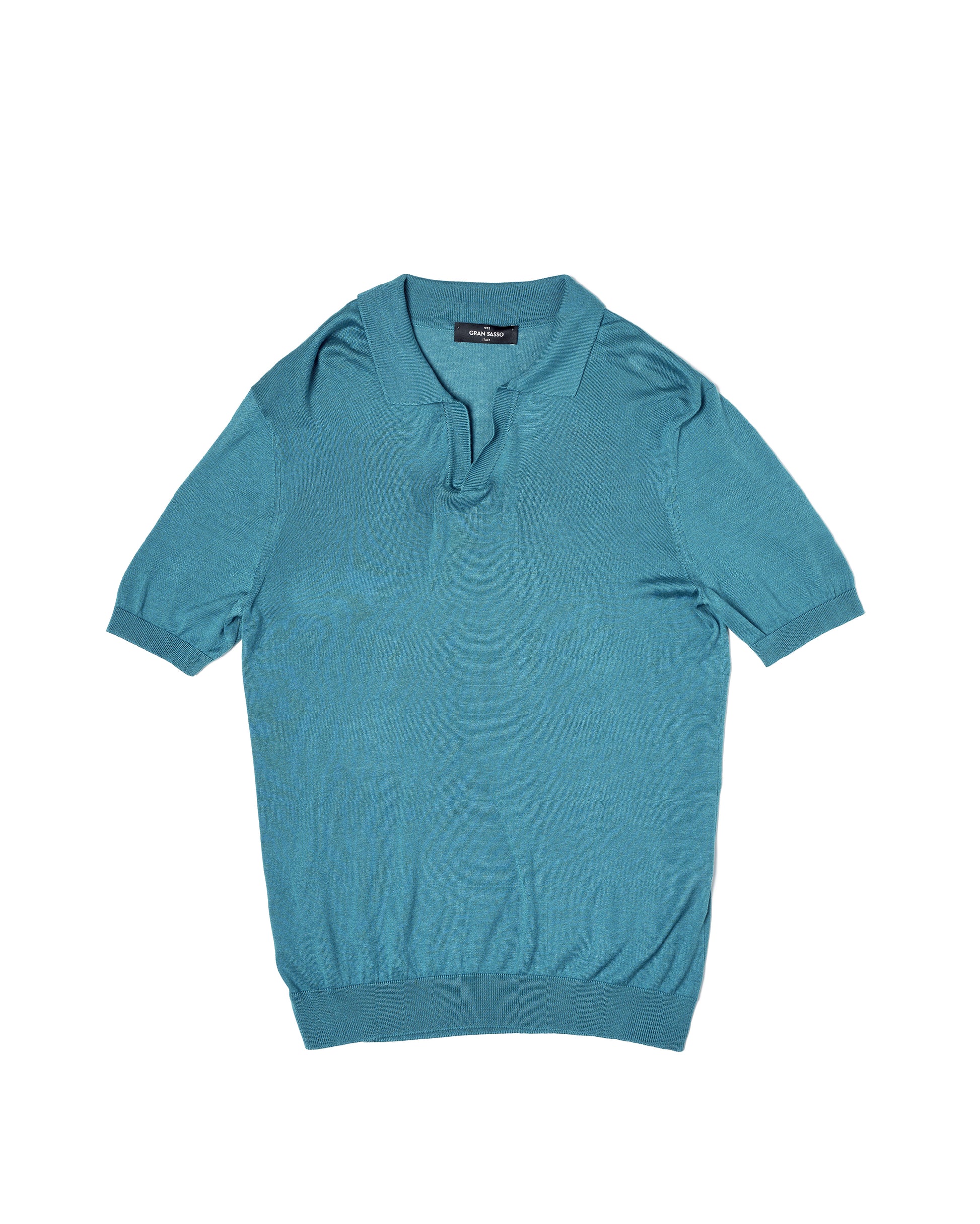 Knitted silk polo - Tortoise blue