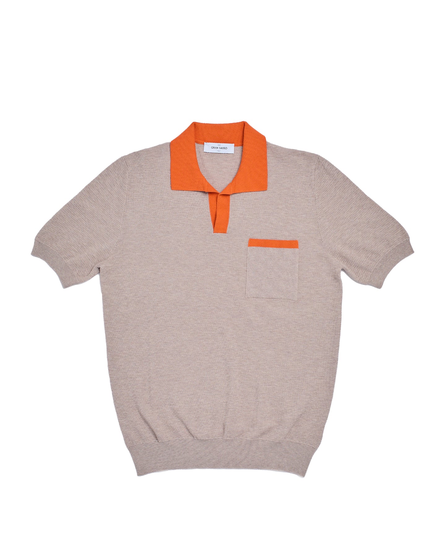 Knitted skipper cotton polo - Brown and orange