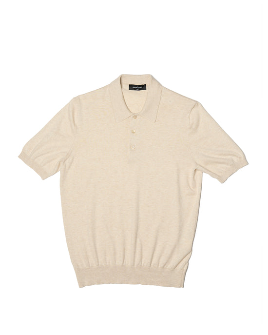 Knitted Suvin cotton polo - Almond brown