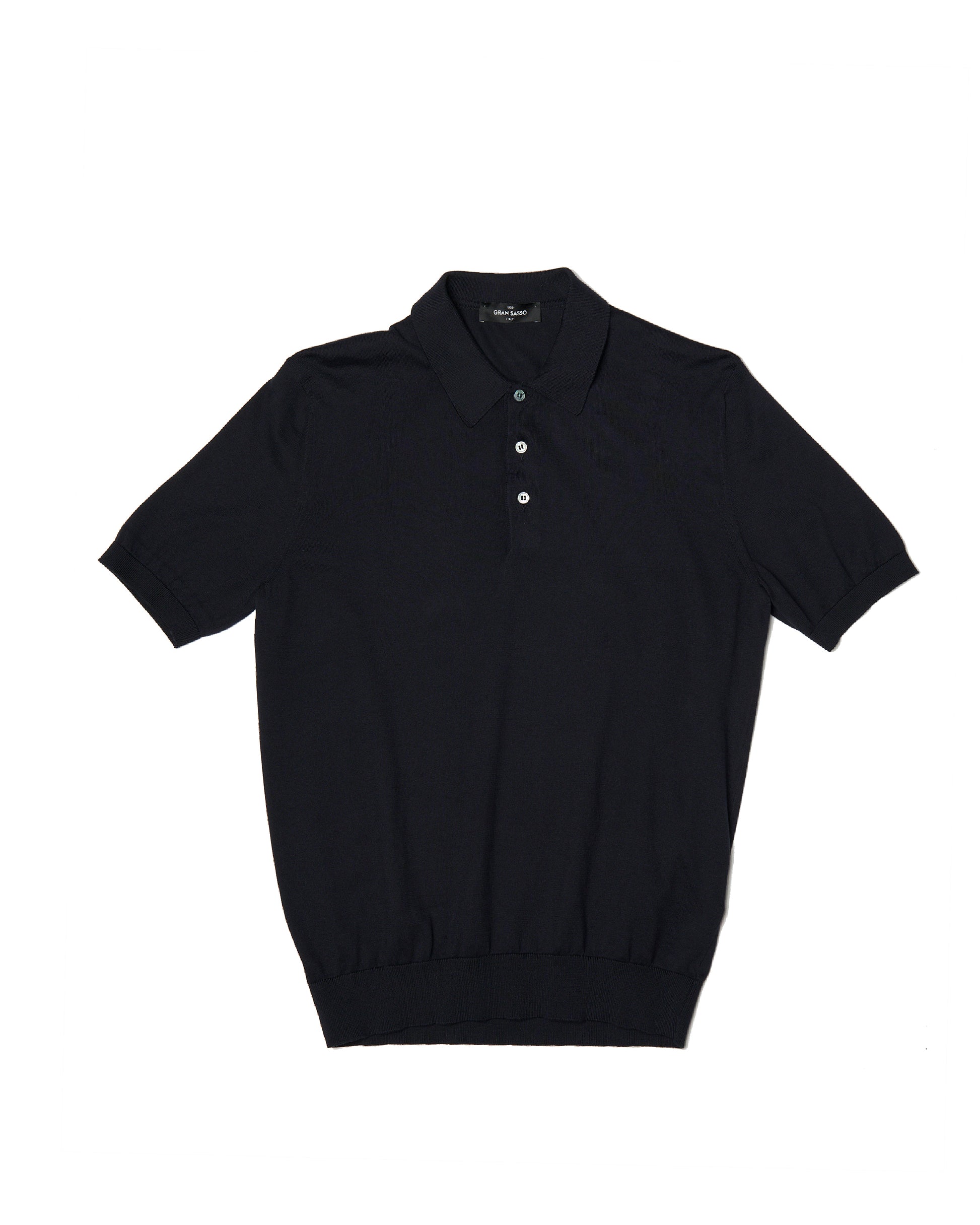 Knitted Suvin cotton polo - Navy blue