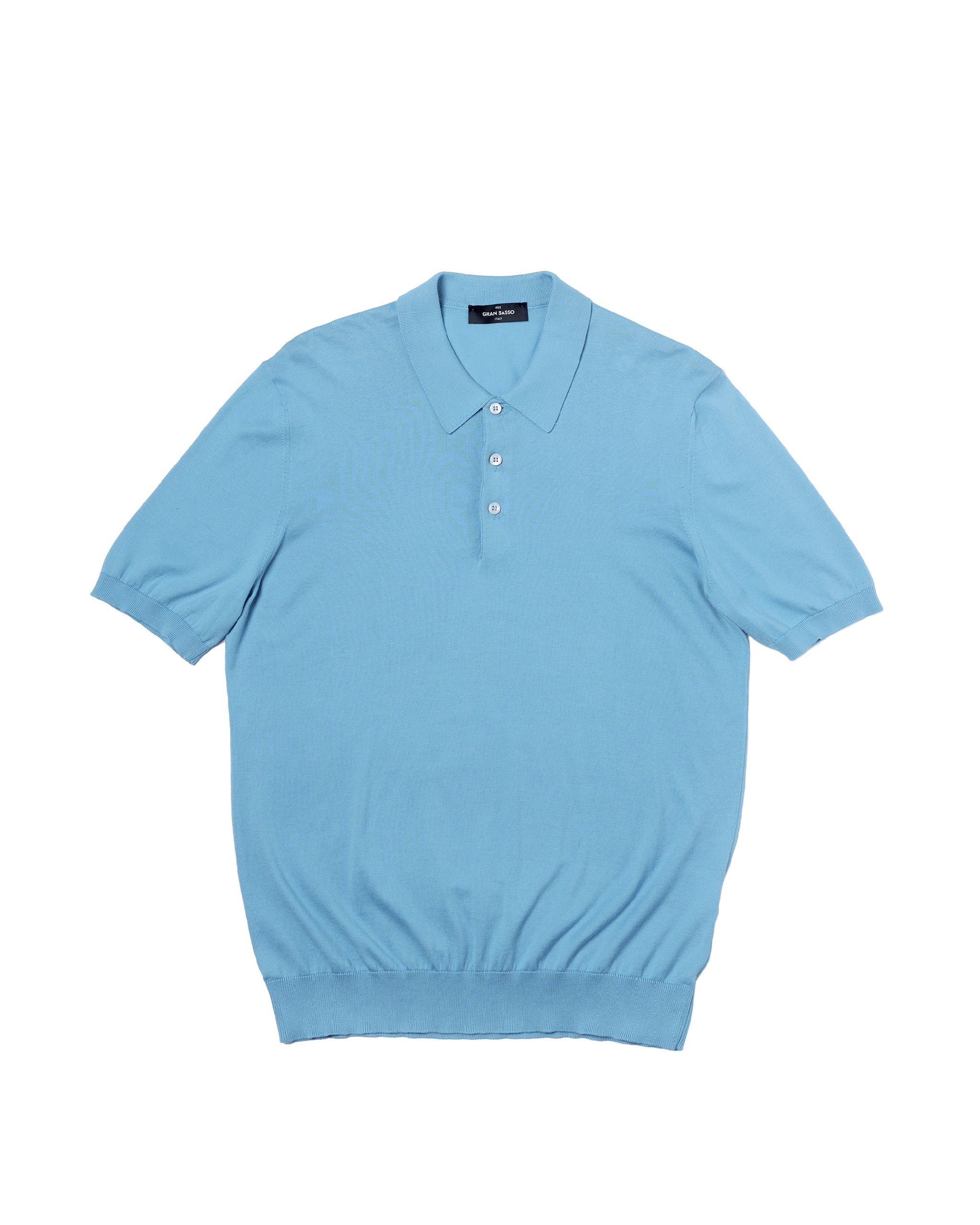 Knitted Suvin cotton polo - Sky blue