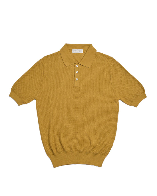 Knitted wave cotton polo - Olive green