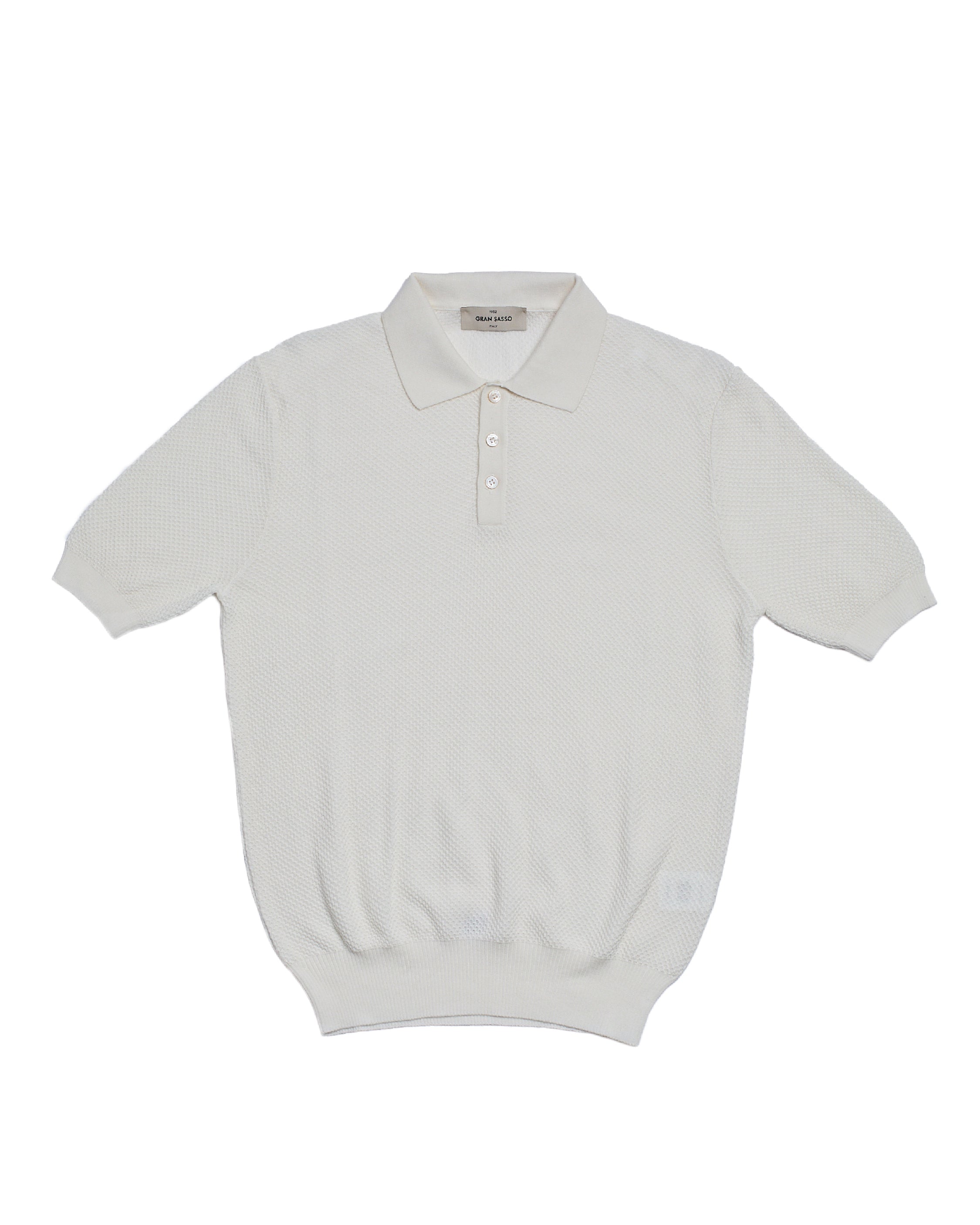 Knitted wave cotton polo - White