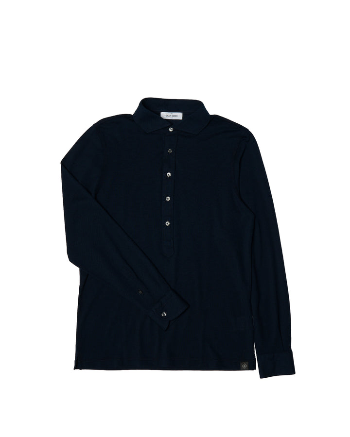 Pique cotton polo - Navy blue