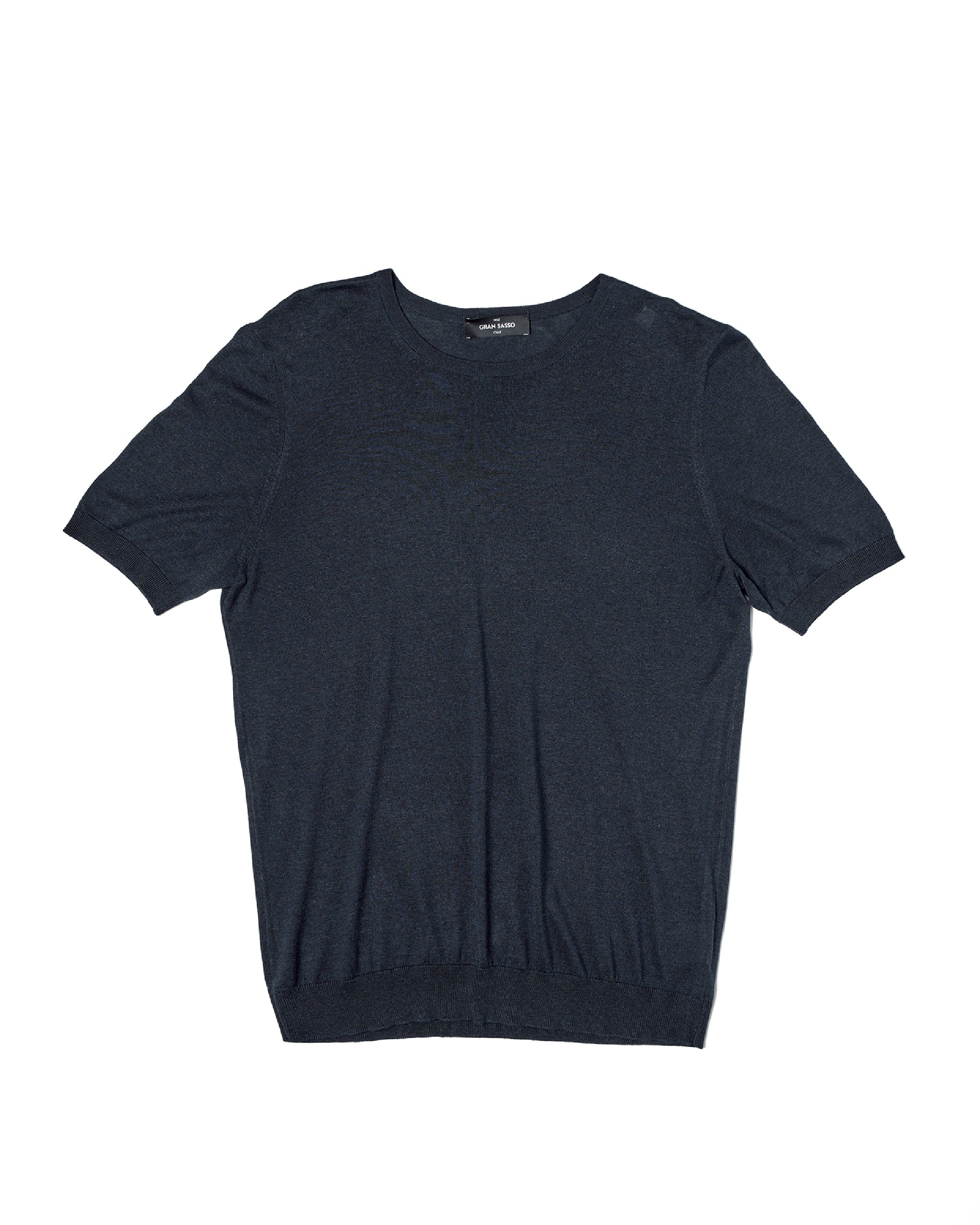 Crewneck knitted silk T-shirt - Navy blue