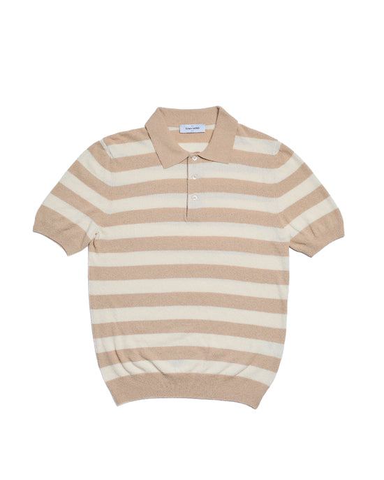 Terry cloth polo - Light brown stripe