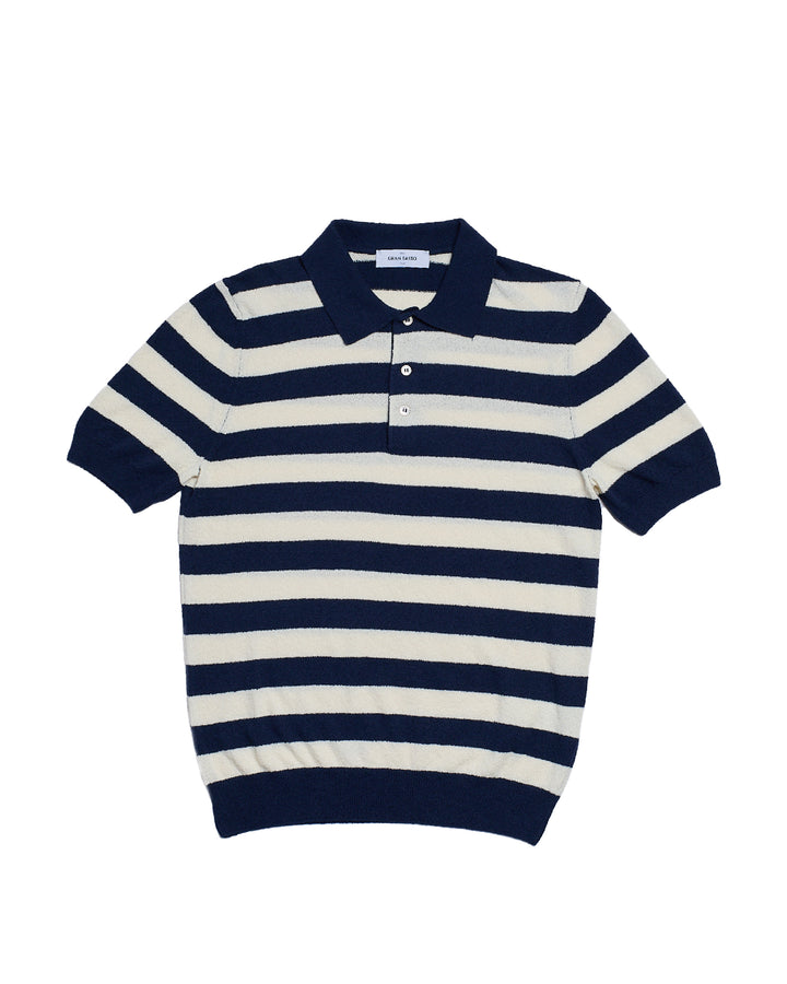 Terry cloth polo - Navy blue stripe