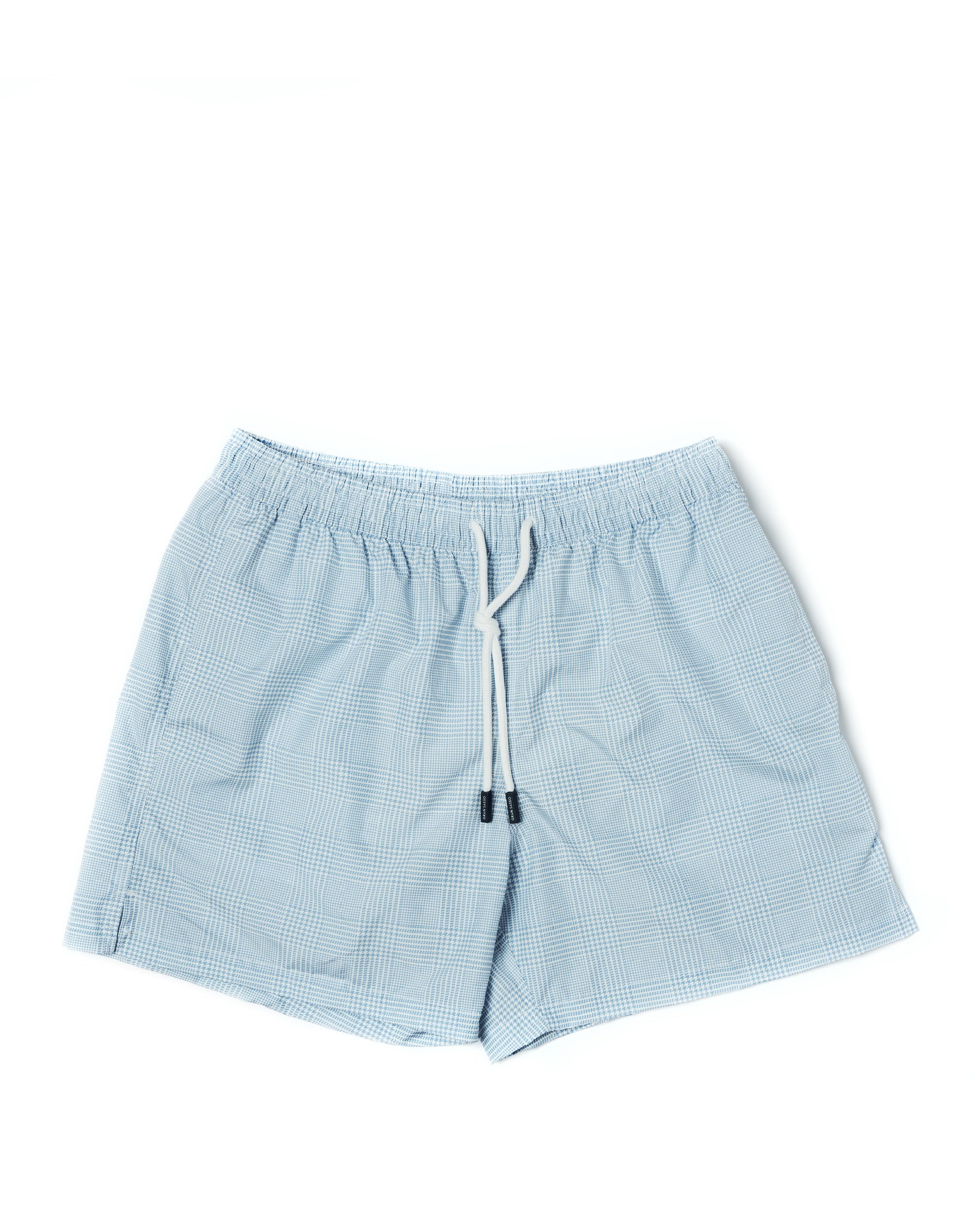 Printed Glen plaid swim shorts - Sky blue