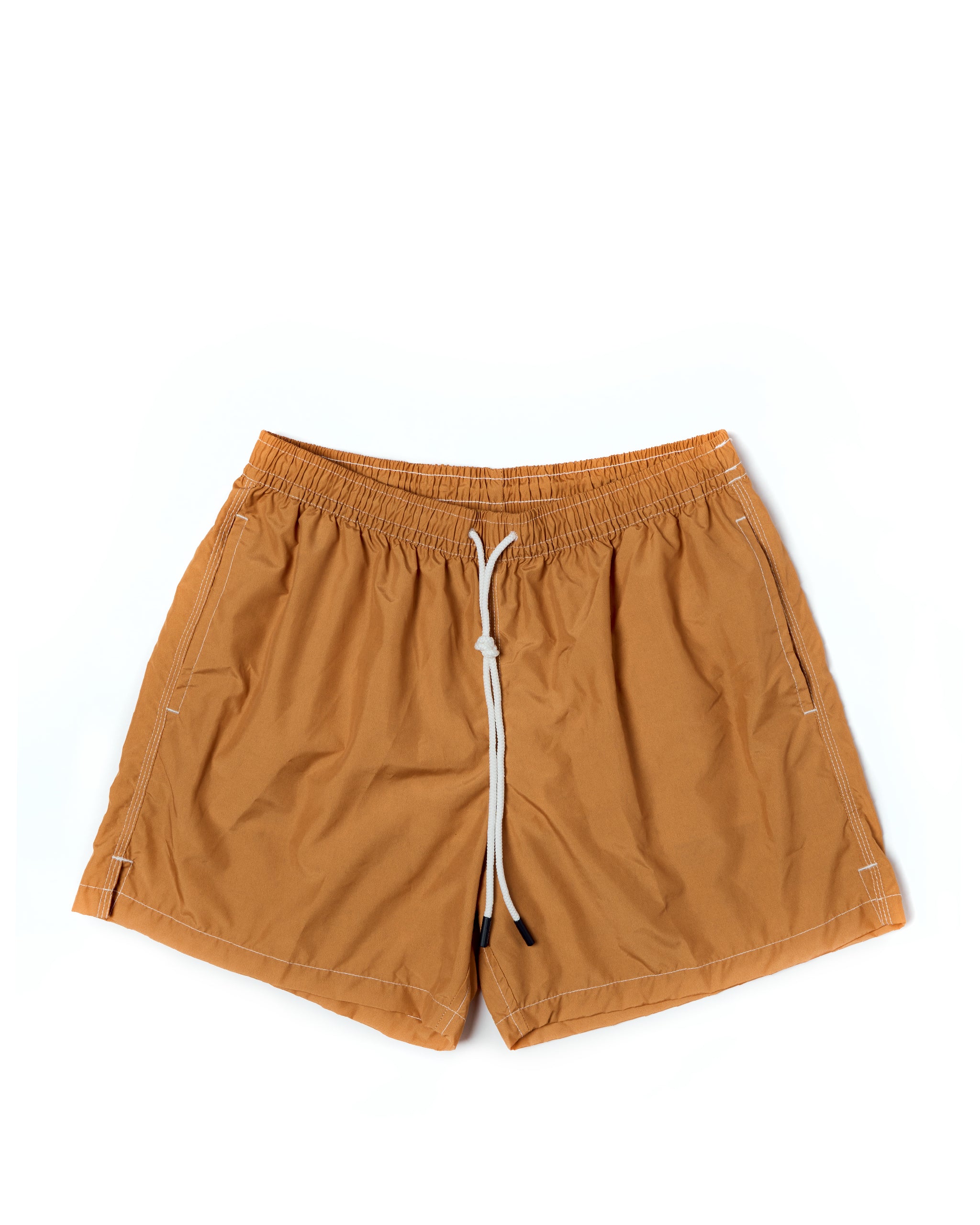 Printed plain swim shorts - Mustard